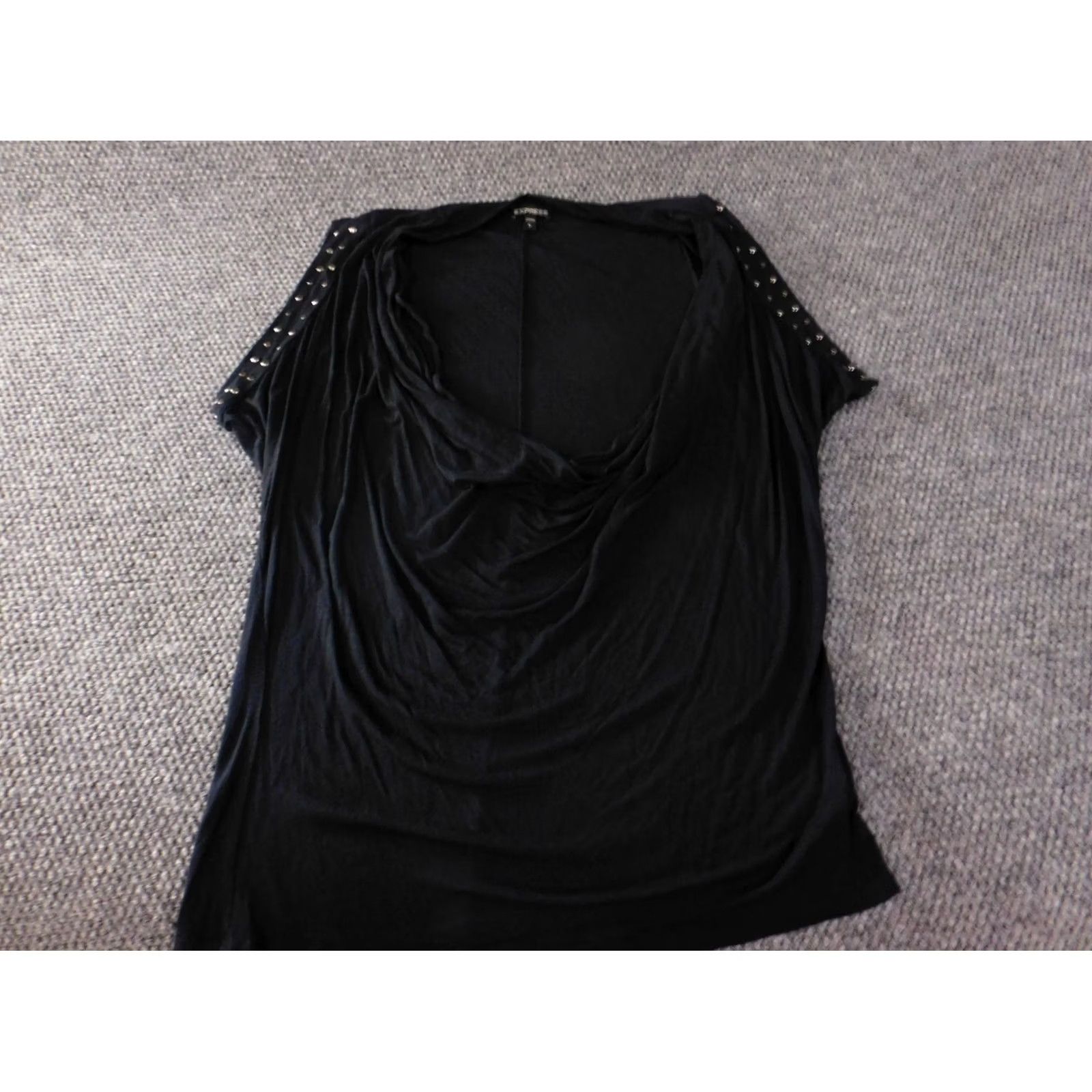 Express Express Blouse L Women Black Collared Sleeveless Pullover Rayon Casual Stretch Top Size L / US 10 / IT 46 - 2 Thumbnail