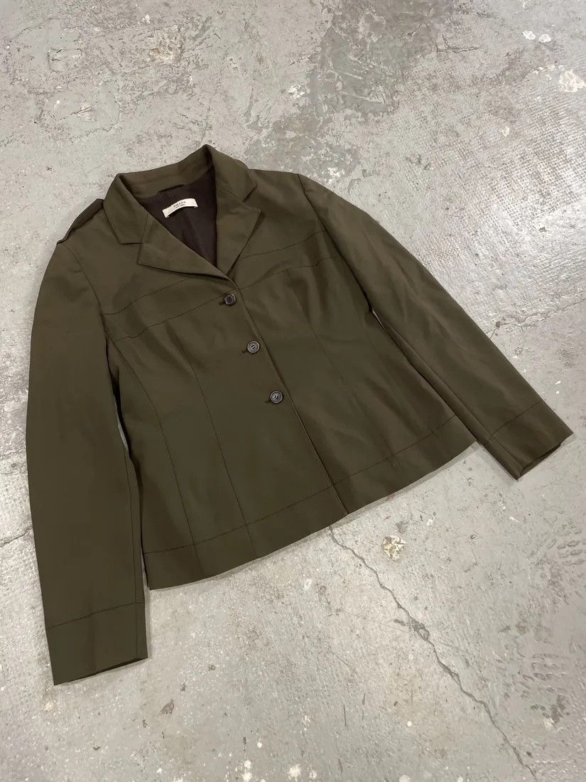 Prada × Vintage 1990s Prada Olive Elegant Military Blazer Jacket Size M / US 6-8 / IT 42-44 - 3 Thumbnail