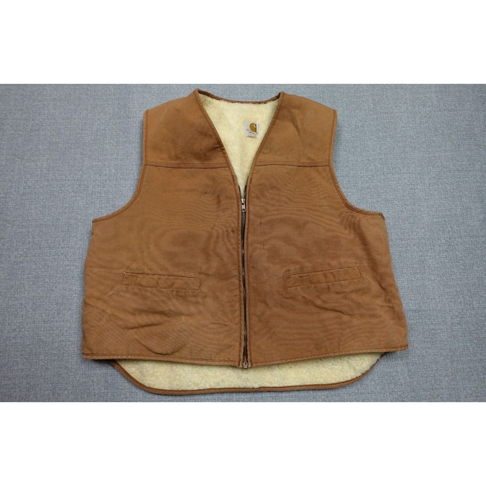 Carhartt Carhartt Vest Mens 2XL Brown Canvas Sherpa Quilted Grunge Workwear 1980s Vintage Style Size US XXL / EU 58 / 5 - 2 Thumbnail
