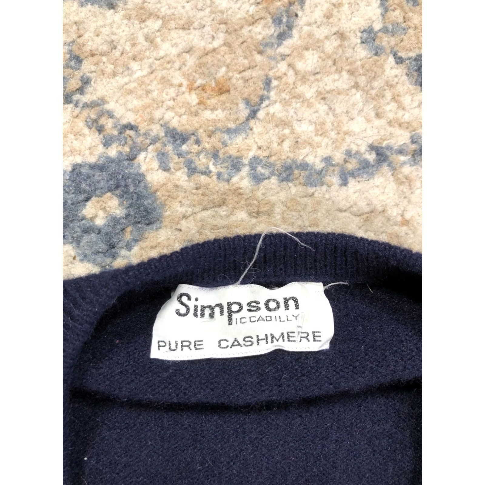 Vintage VINTAGE Simpson Piccadilly Mens XL Navy Blue Pure Cashmere V Neck Pullover Knit Sweater Size US XL / EU 56 / 4 - 7 Thumbnail