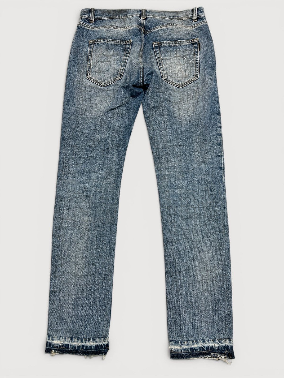 Saint Laurent Paris SS2019 Croc Print Distressed Denim Size US 30 / EU 46 - 2 Thumbnail
