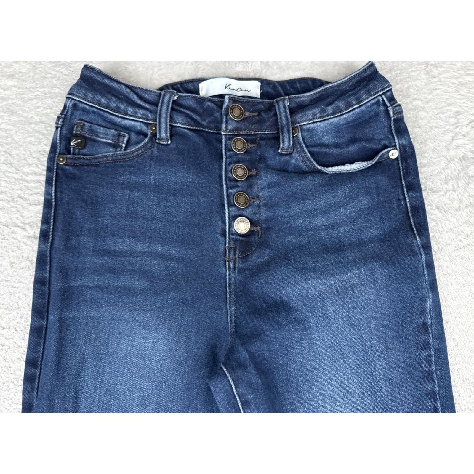 Vintage KanCan Jeans Womens Bootcut 7 Blue Wash High Rise Distressed Stretch 24x31 Pants Womens Menus? Size 28" / US 6 / IT 42 - 4 Thumbnail