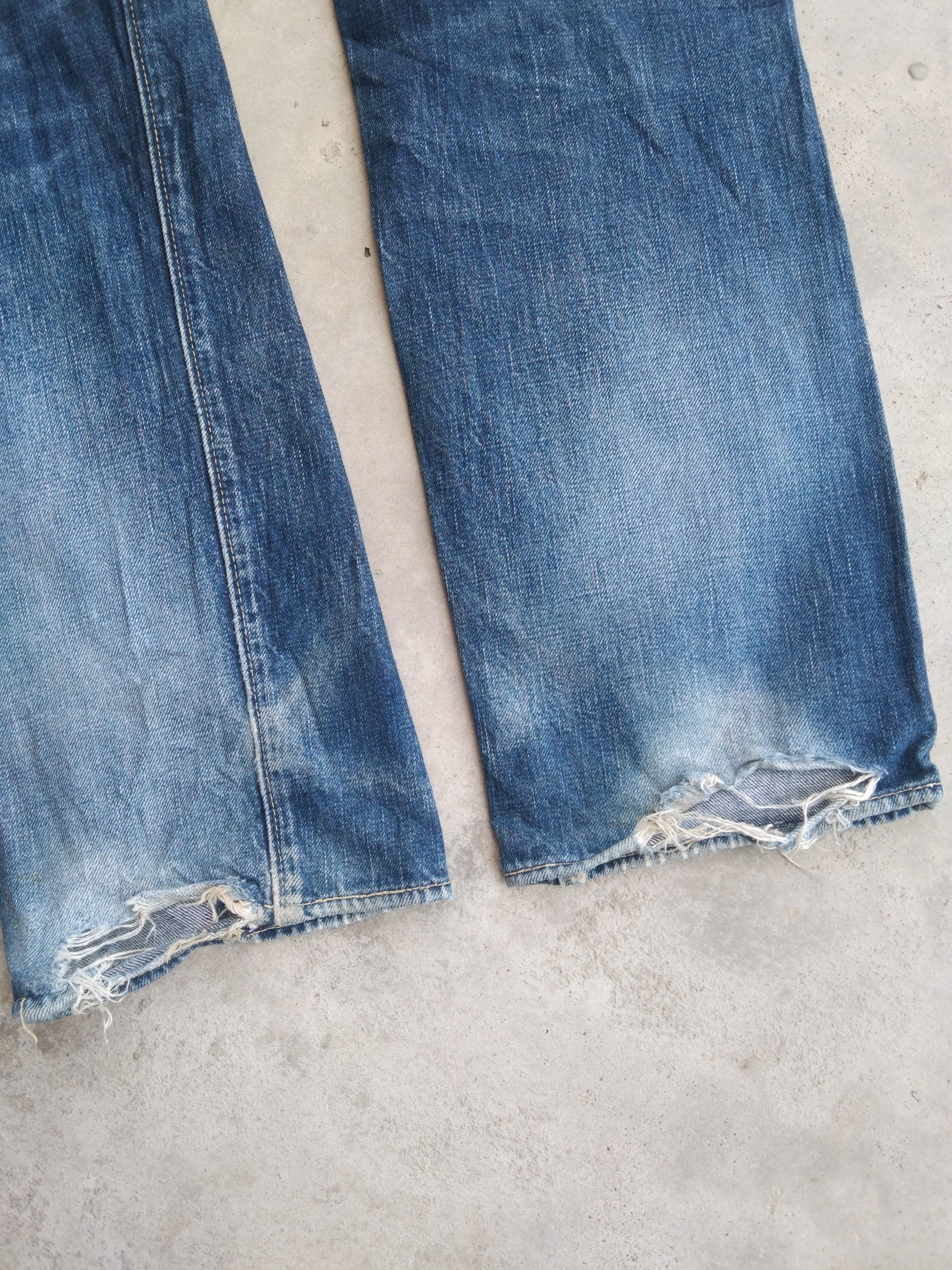 Full Count & Co. Vintage Full Count Selvedge Distressed Redline Jeans 29x31 Size US 29 - 4 Thumbnail