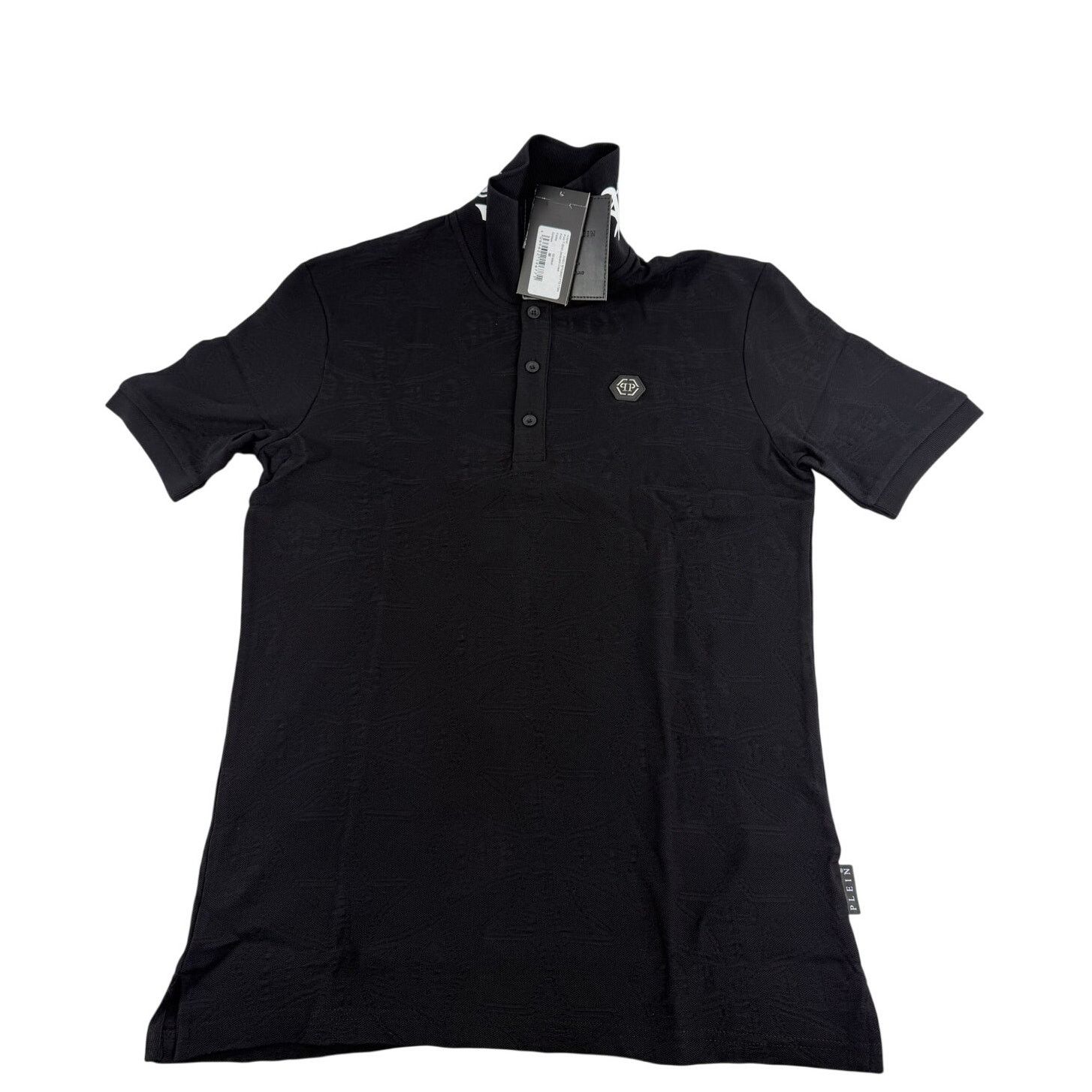 Philipp Plein Philipp Plein Men's Black Jacquard Crest Polo T-Shirt Size M Size US M / EU 48-50 / 2 - 6 Thumbnail