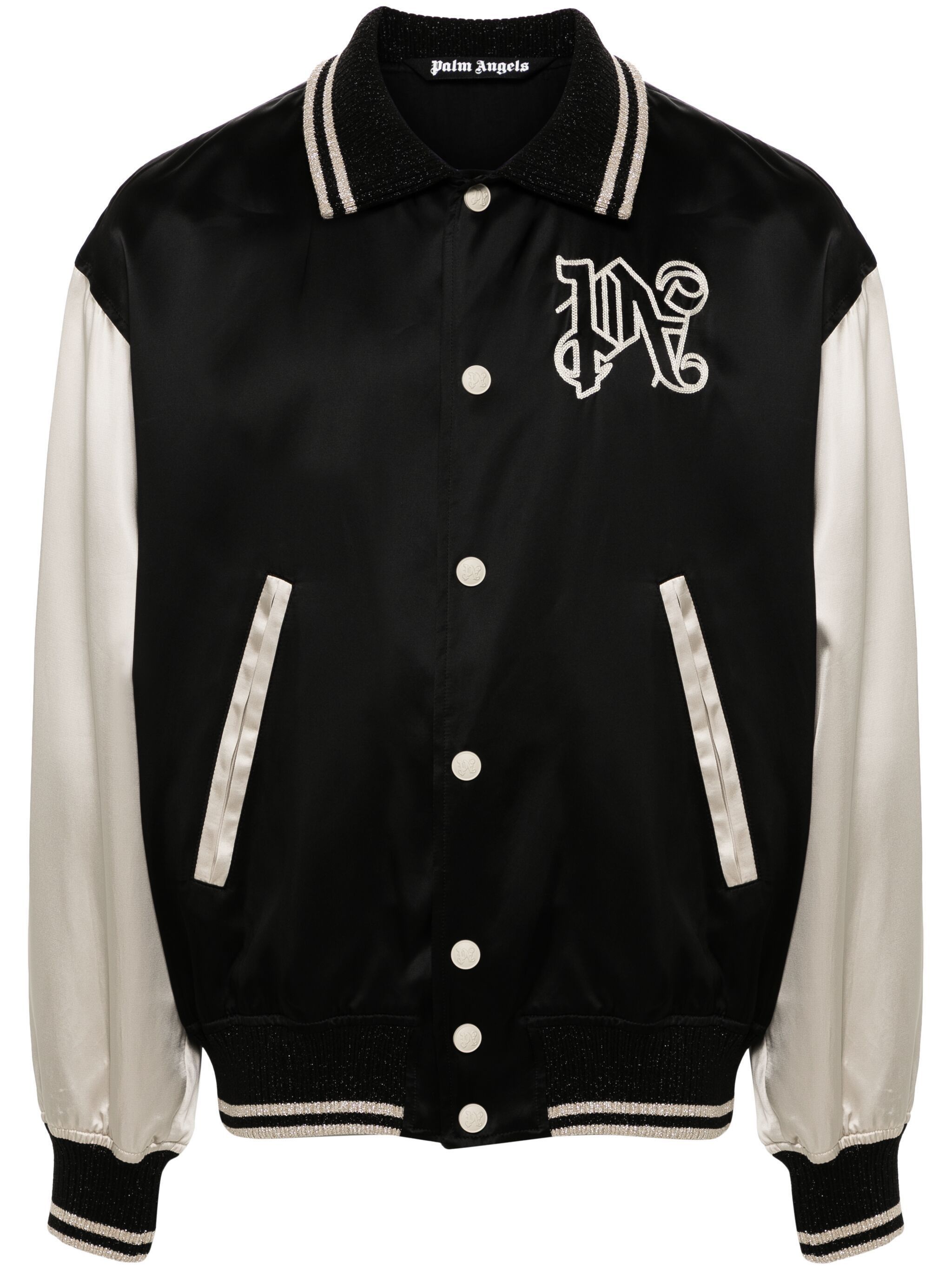 Palm Angels o1s22i1n1224 Satin Varsity Jacket in Black Size US M / EU 48-50 / 2 - 1 Thumbnail