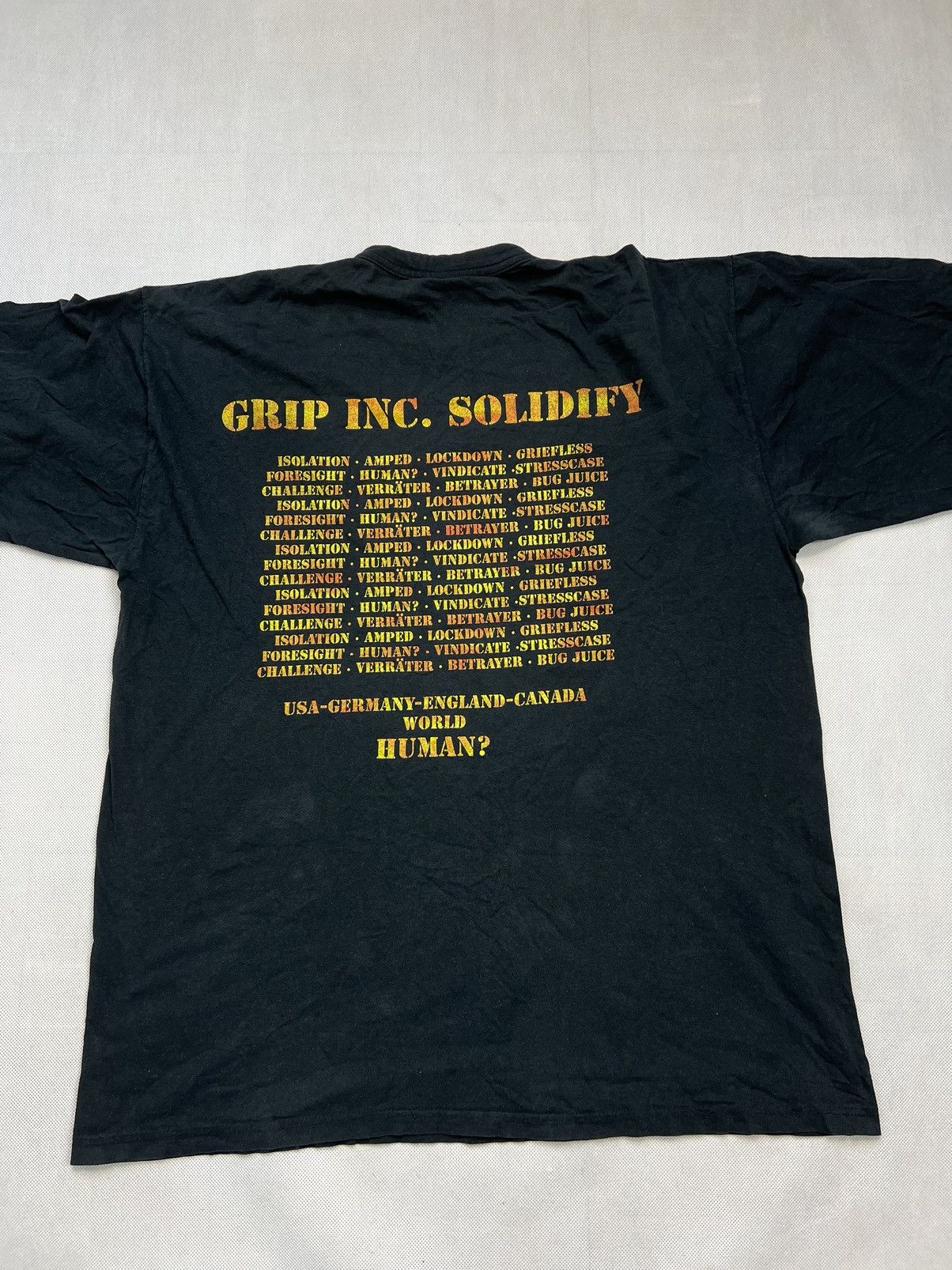 Band Tees × Vintage Rare Tshirt Grip Inc. Solidify Human? Vintage 90’s Size US XL / EU 56 / 4 - 2 Thumbnail