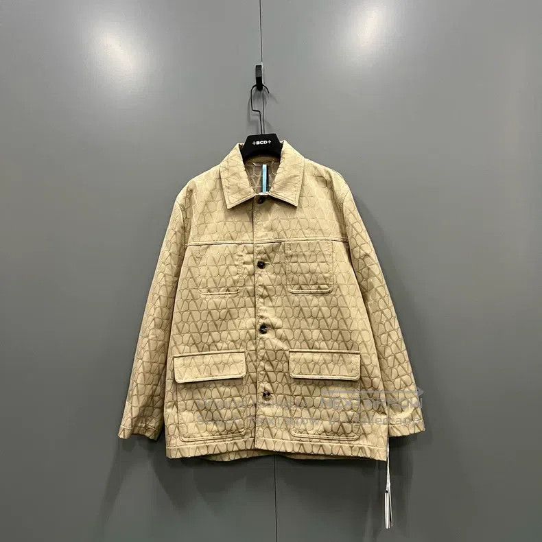 Valentino Khaki full printed logo jacket