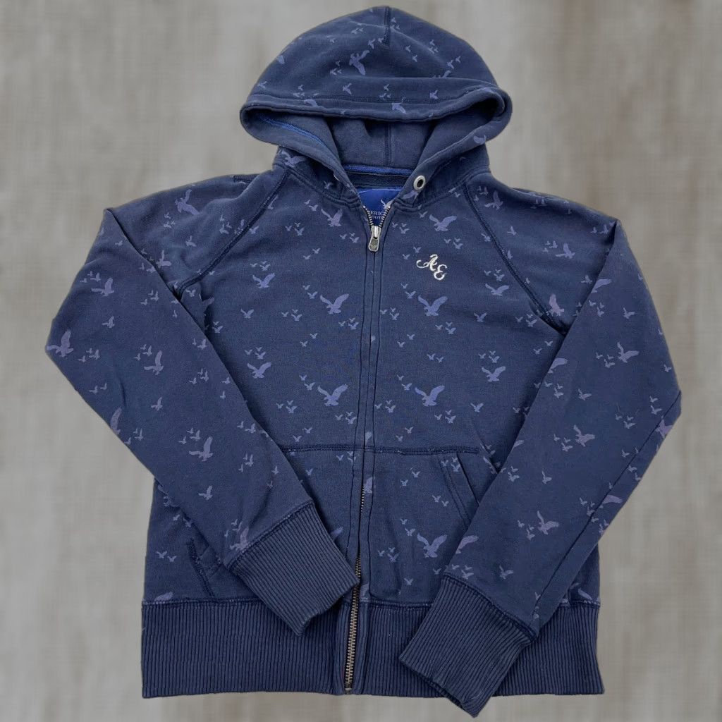American Eagle Outfitters Vintage American Eagle Outfitters Hoodie Women S Blue Full Zip Jacket AOP Faded Size S / US 4 / IT 40 - 1 Thumbnail