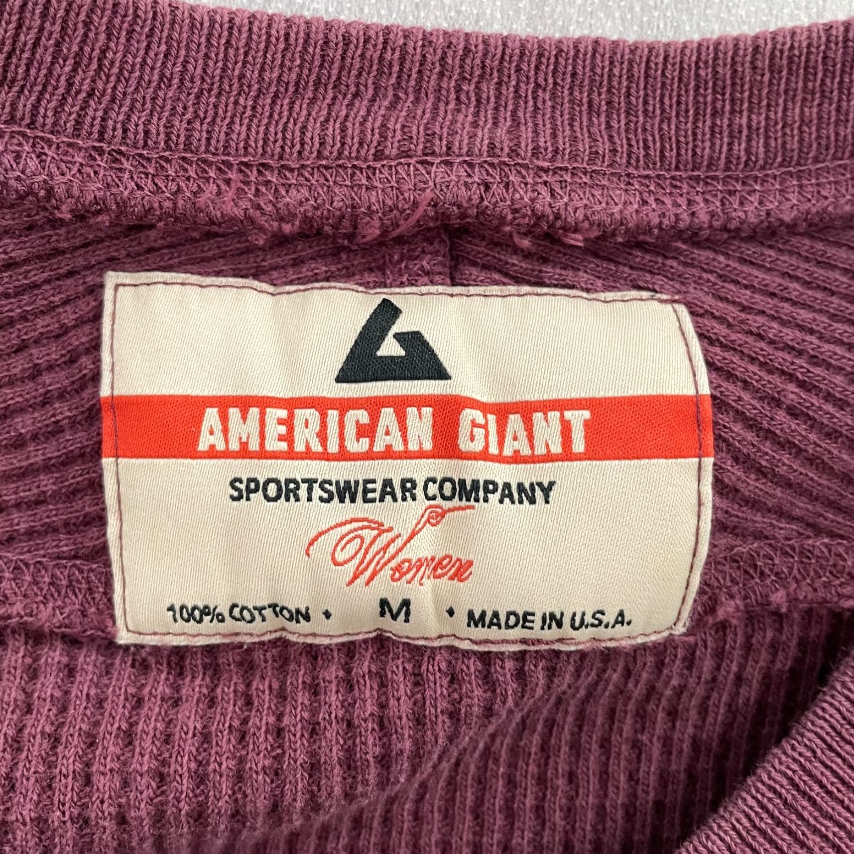 Vintage American Giant Shirt Womens M Burgundy Thermal Waffle Knit Sweatshirt USA Size M / US 6-8 / IT 42-44 - 6 Thumbnail