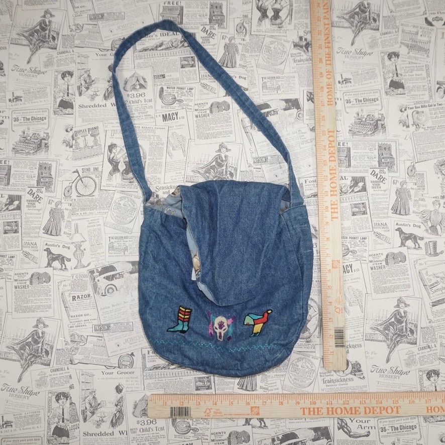 Vintage Vintage Y2K Denim embroider boot skull horse 1990s purse bag Size ONE SIZE - 3 Thumbnail