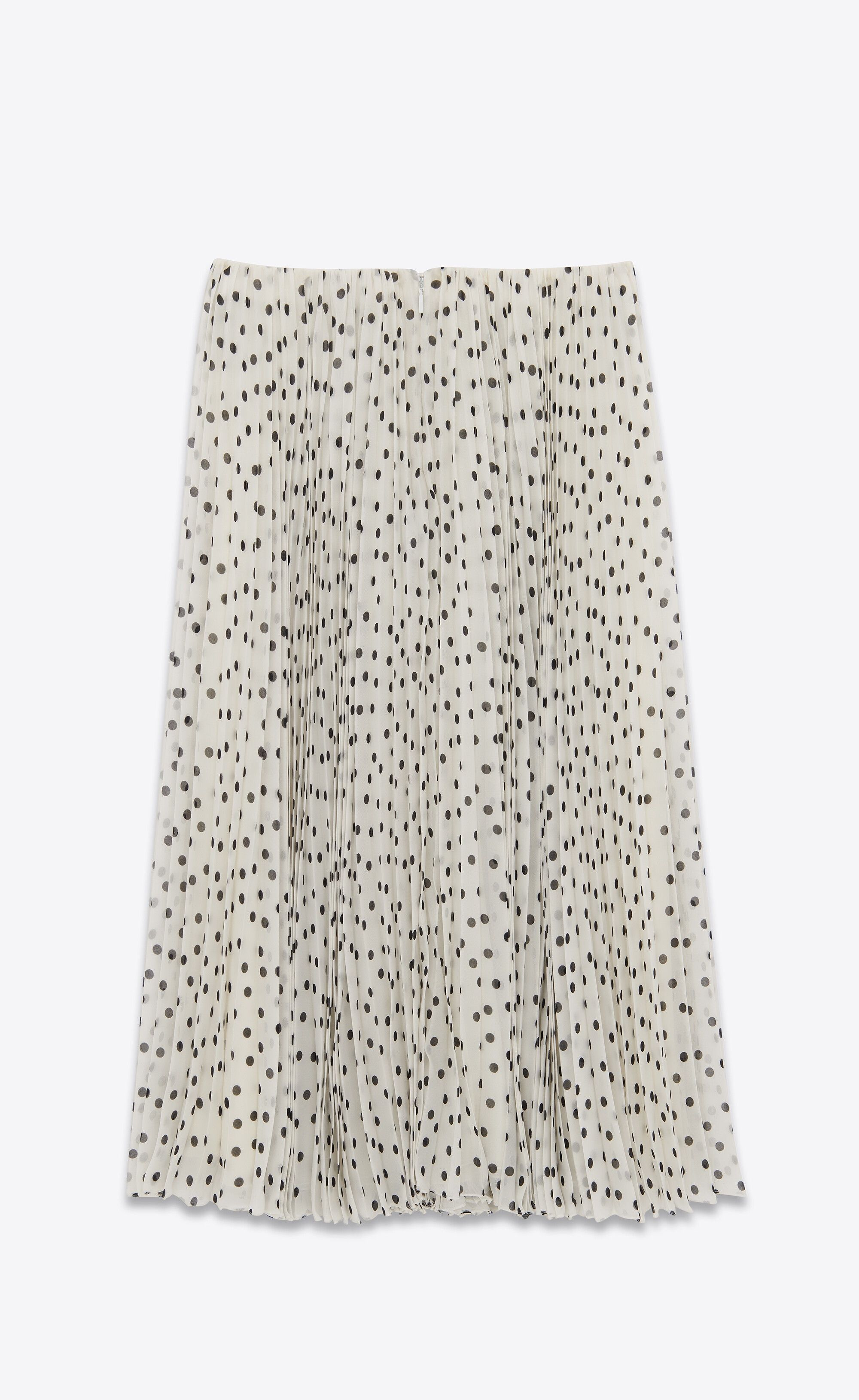 Saint Laurent Paris o1s1wg111024 Pleated Midi Skirt in Polka-Dot Silk Georgette Size 25" / US 0 / IT 36 - 2 Thumbnail