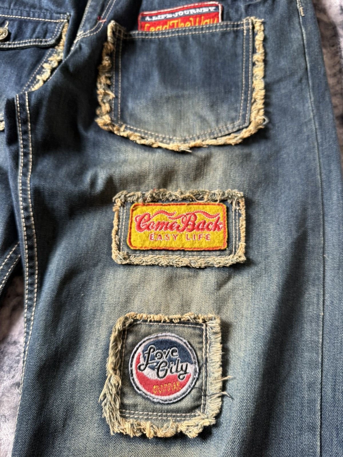 Japanese Brand Vomanie Japan Patch Work Frayed Details Baggy Fit Jeans Size US 32 / EU 48 - 7 Thumbnail