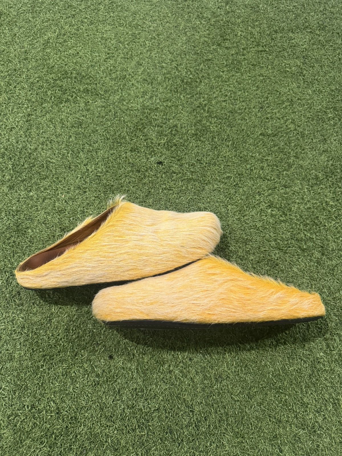 Marni Marni Mule Fur Slides Mustard Size US 12 / EU 45 - 2 Thumbnail