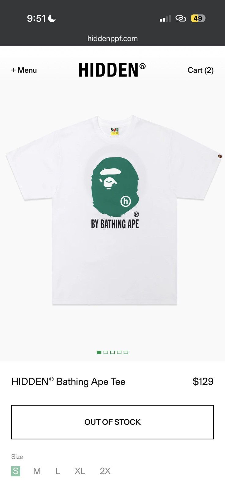 Bape BAPE X HIDDEN BATHING APE TEE - XL - WHITE Size US XL / EU 56 / 4 - 3 Thumbnail