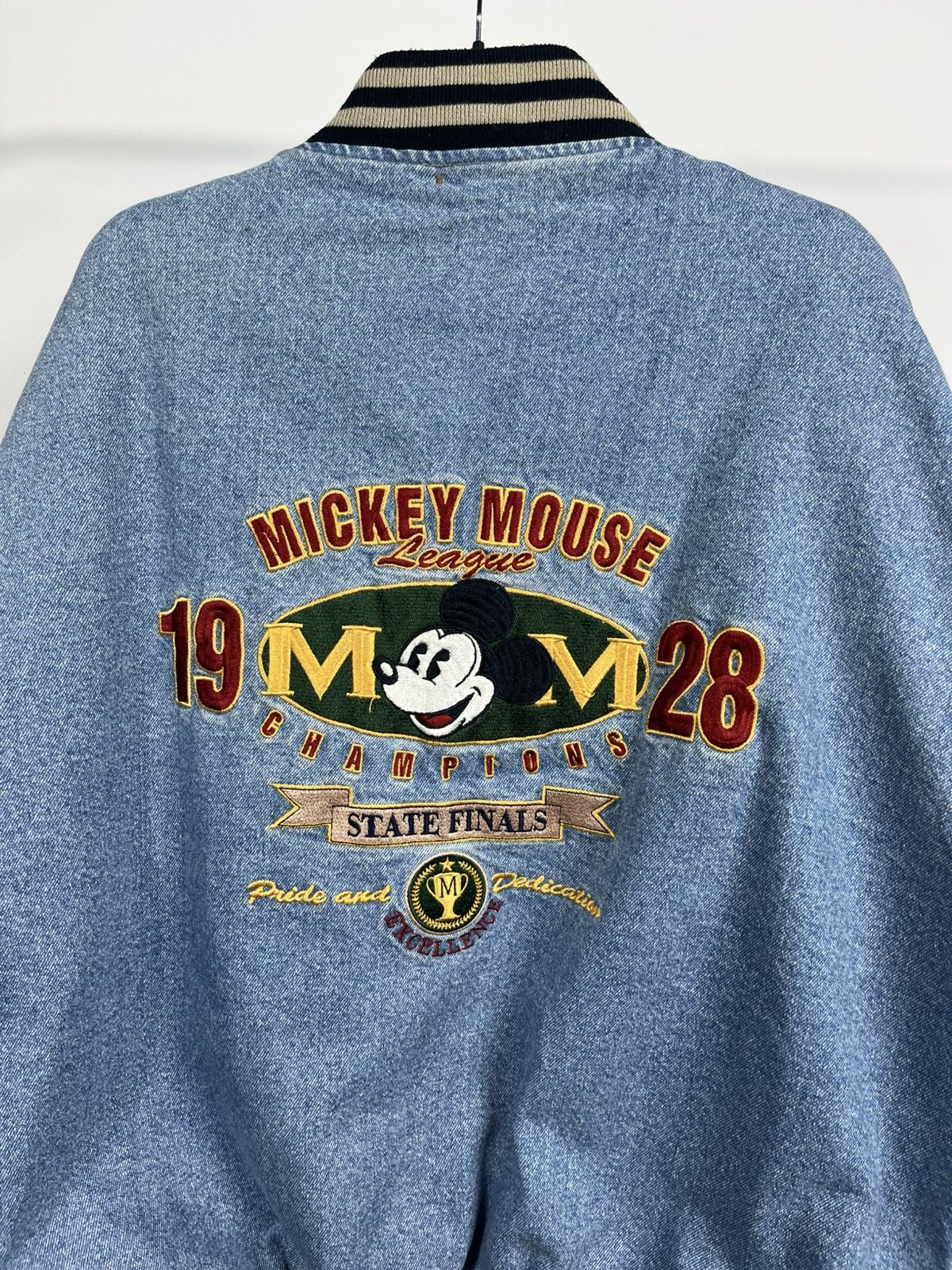Disney Vintage Mickey Mouse Denim Varsity Jacket 90s Disney Size US M / EU 48-50 / 2 - 17 Thumbnail