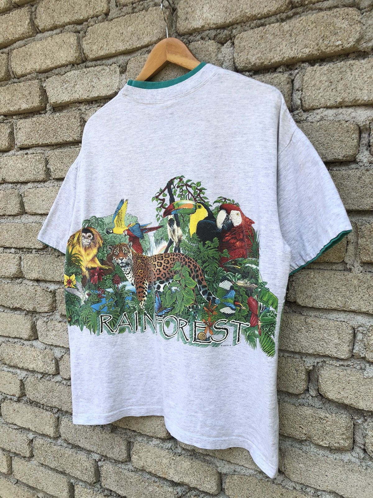 Vintage Vintage 90s Habitat Rainforest Animals Nature Mirror Tshirt Size US XL / EU 56 / 4 - 18 Thumbnail