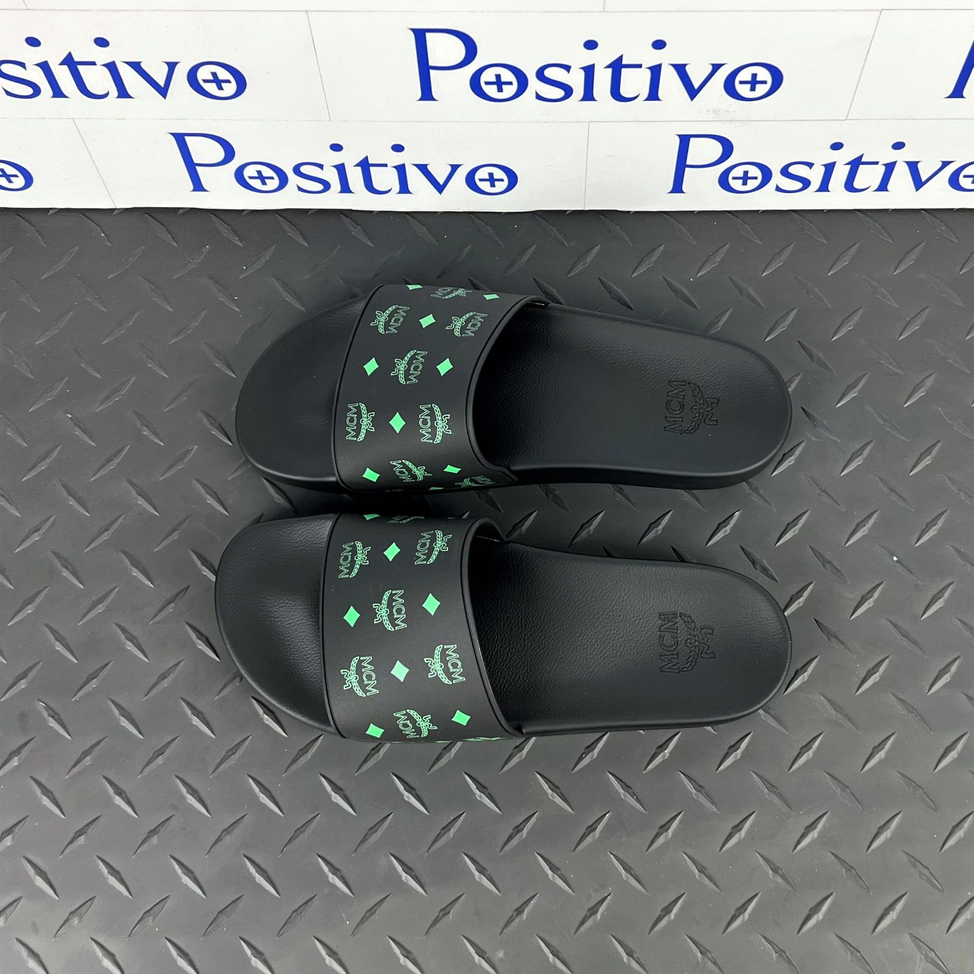 MCM MCM Black/Green Monogram Print Rubber Slides US 8 EU 41 Size US 8 / EU 41 - 2 Thumbnail
