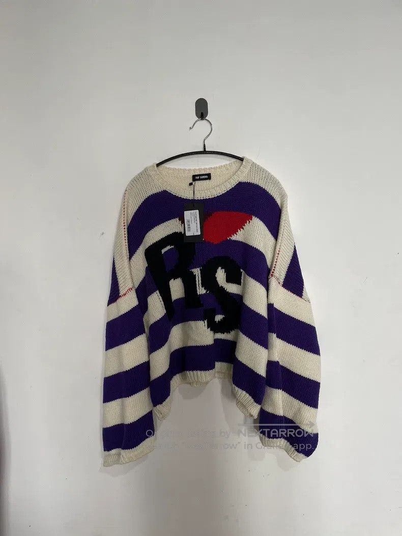 Raf Simons 21fw white purple striped rs sweater