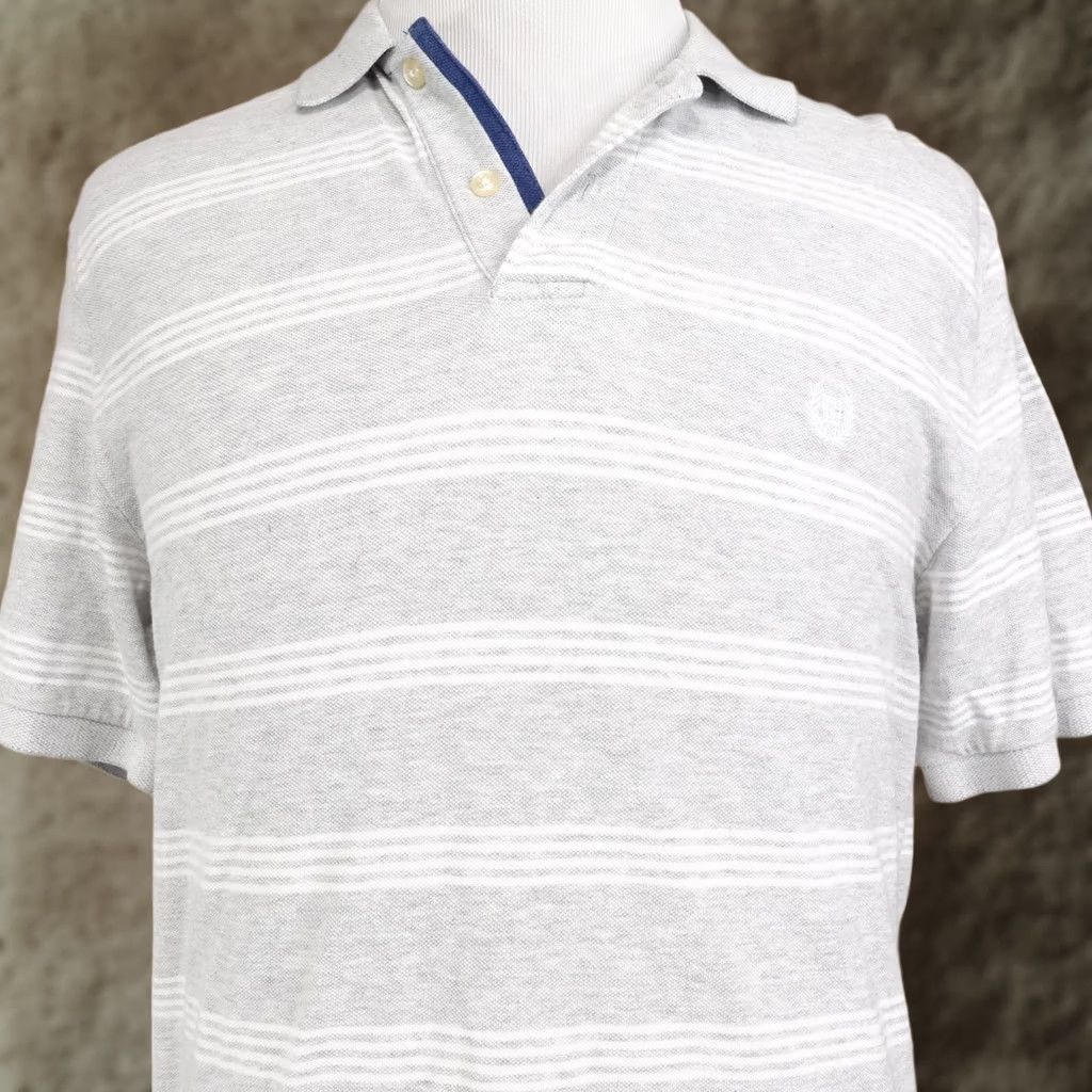 Chaps Chaps Polo Shirt Mens L Gray Striped Short Sleeve 100% Cotton Natural Stretch Polo Shirt Mens L Gray Striped Short Sleeve Size US L / EU 52-54 / 3 - 1 Thumbnail