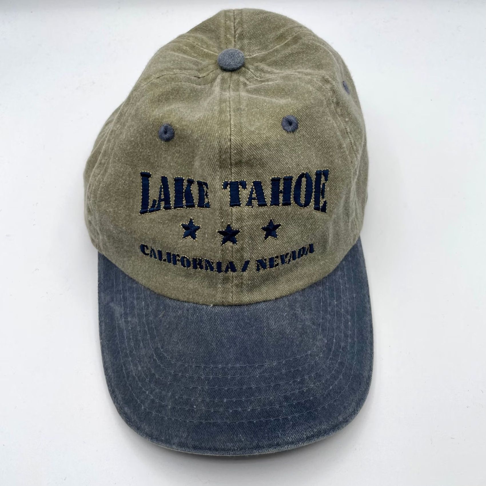 Vintage Lake Tahoe Baseball Cap Gray Blue Mens Casual Outdoor Ski Hiking Cotton Canvas Size ONE SIZE - 3 Thumbnail