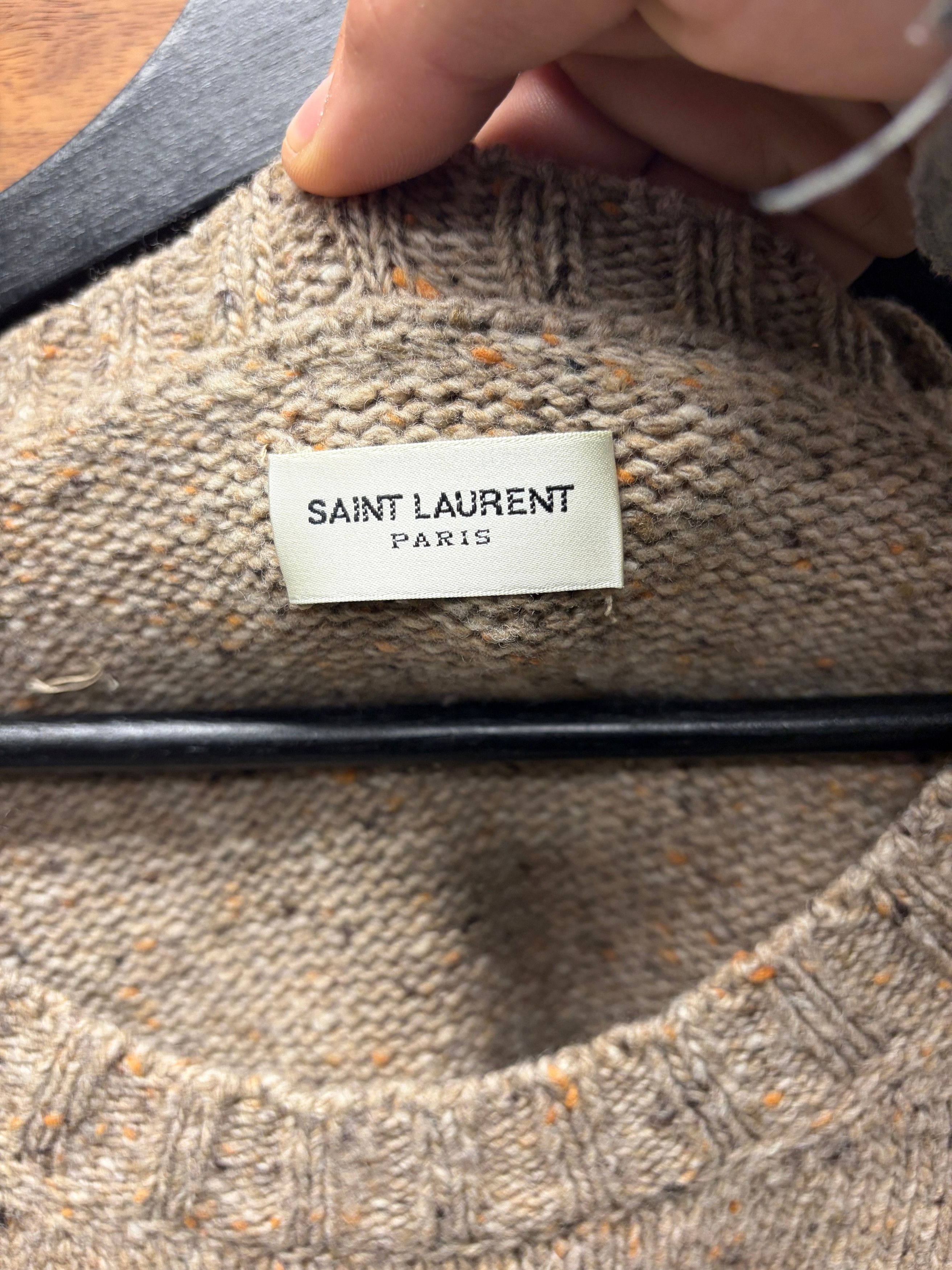 Saint Laurent Paris Saint Laurent Flocked Wool ‘YSL’ Pin Logo Knit Sweater Size US L / EU 52-54 / 3 - 3 Thumbnail
