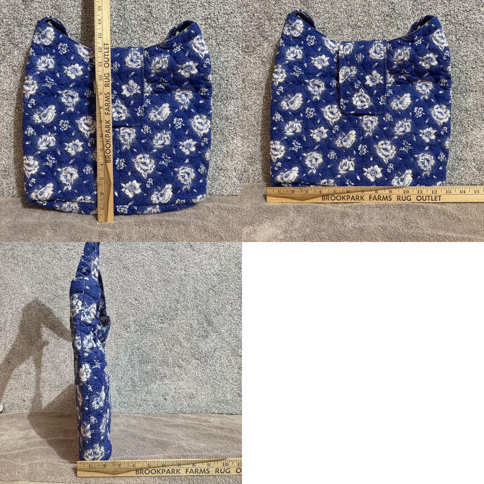 Vintage VINTAGE Floral Shoulder Bag Boho Cottagecore Retro 80s 90s Quilted Fabric Purse Blue Cotton White Strap Womens Size ONE SIZE - 8 Thumbnail