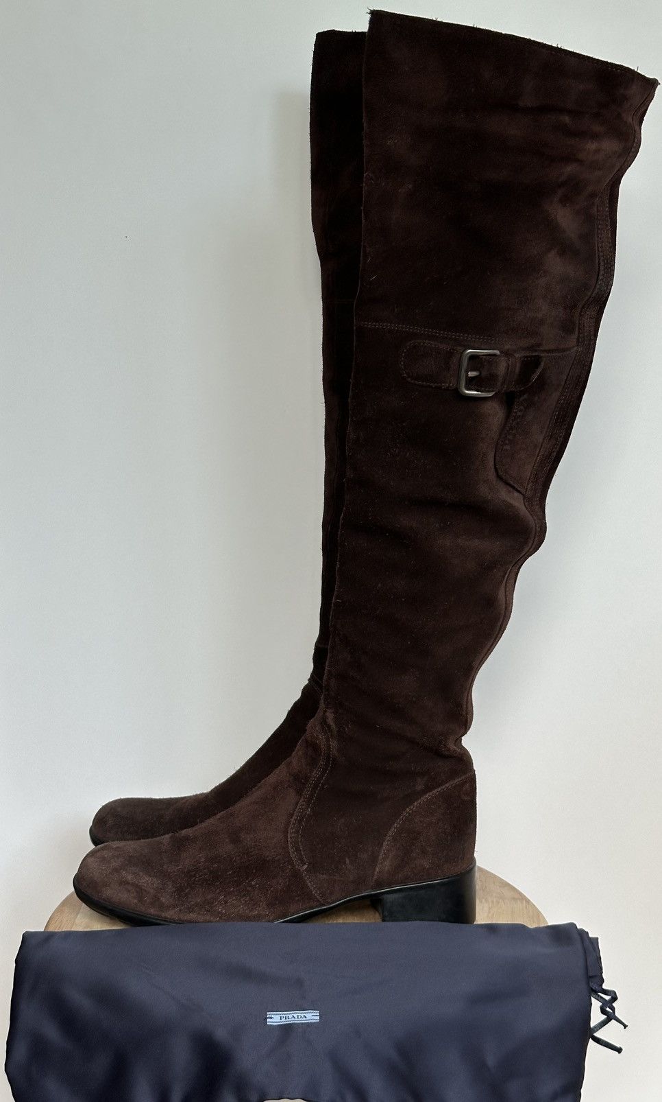 Designer × Prada Prada suede over the knee boots Size US 7 / IT 37 - 1 Thumbnail