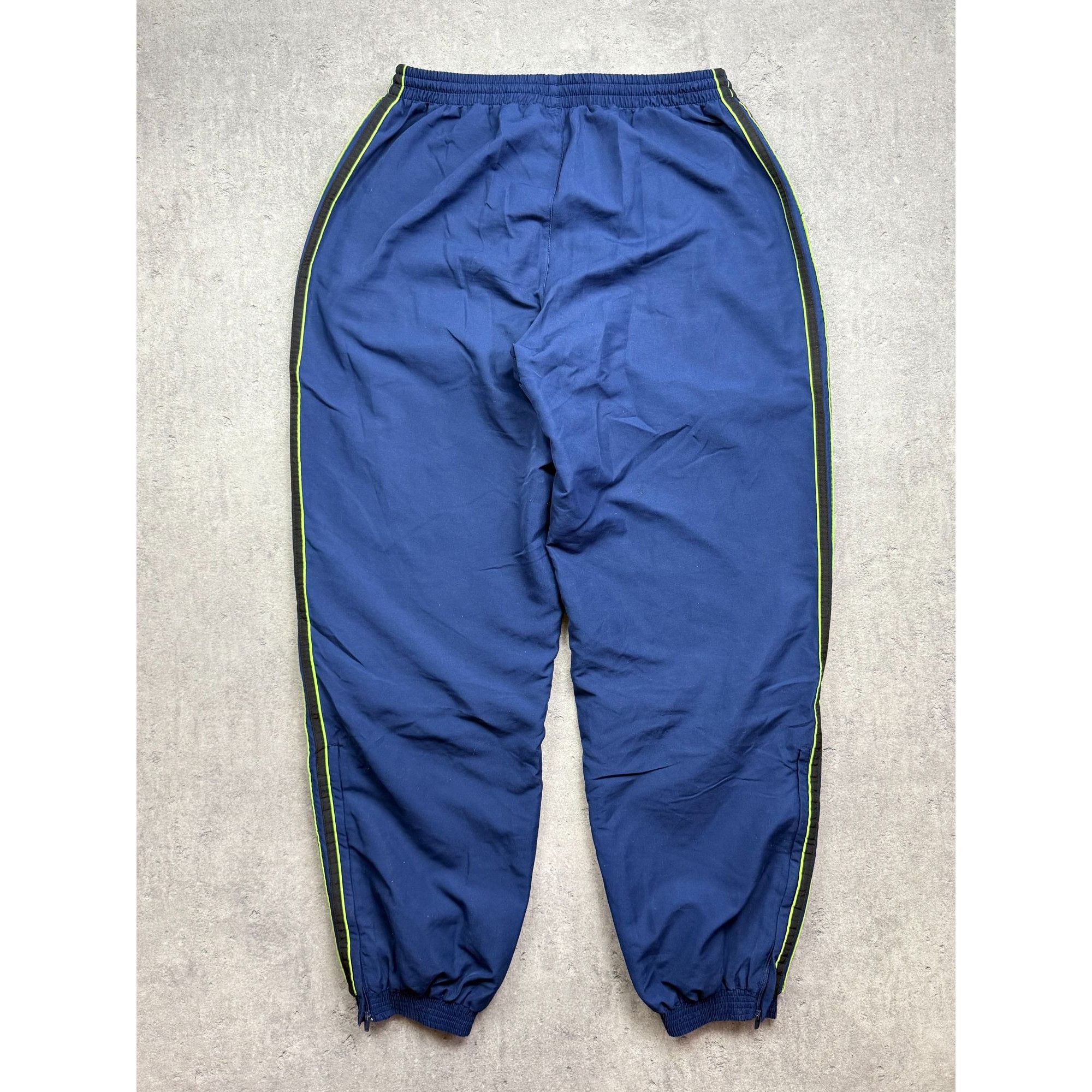 Adidas VINTAGE 90s Adidas Tracksuit Bottoms • Navy & Neon Lime • Fl Size US 36 / EU 52 - 2 Thumbnail