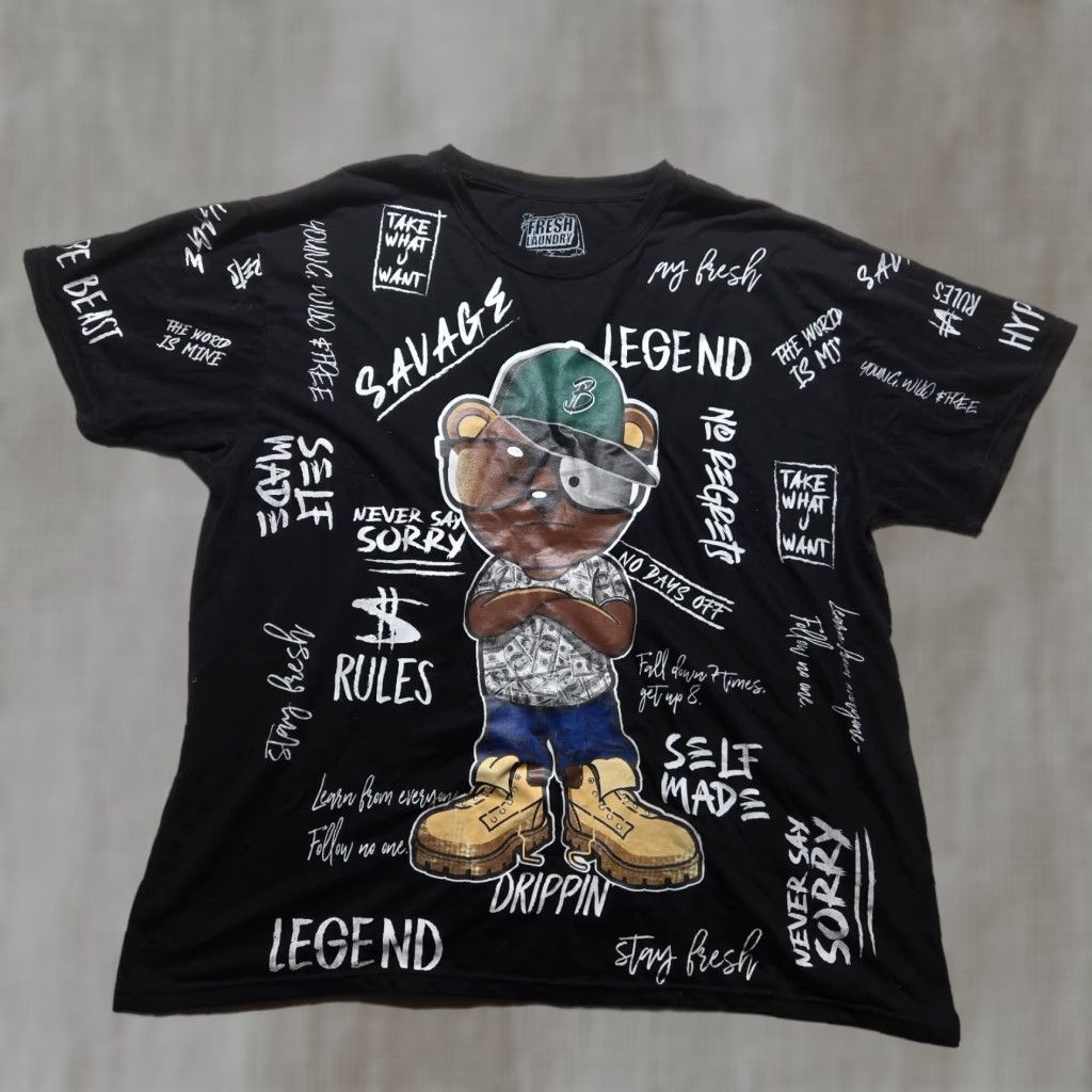 Vintage Fresh Laundry Shirt Mens 3XL Black AOP All Over Print Hip Hop Streetwear Y2K 90s Logo City Art Shirt Mens Size US XXL / EU 58 / 5 - 1 Thumbnail