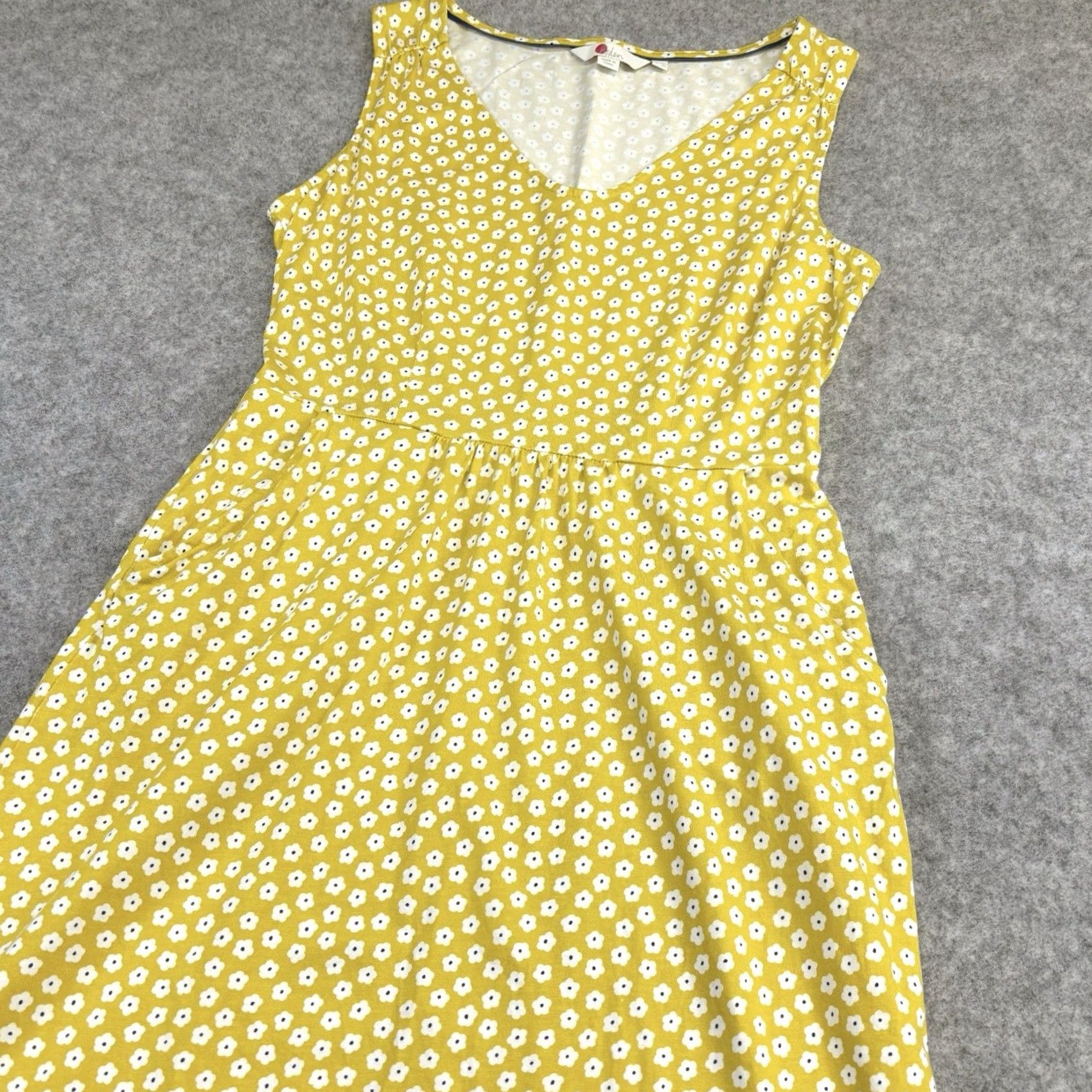 Boden VINTAGE? No — (Boden) melinda jersey dress yellow floral with pockets Jersey Dress Women UK12L Summer Vgc Size XL / US 12-14 / IT 48-50 - 3 Thumbnail