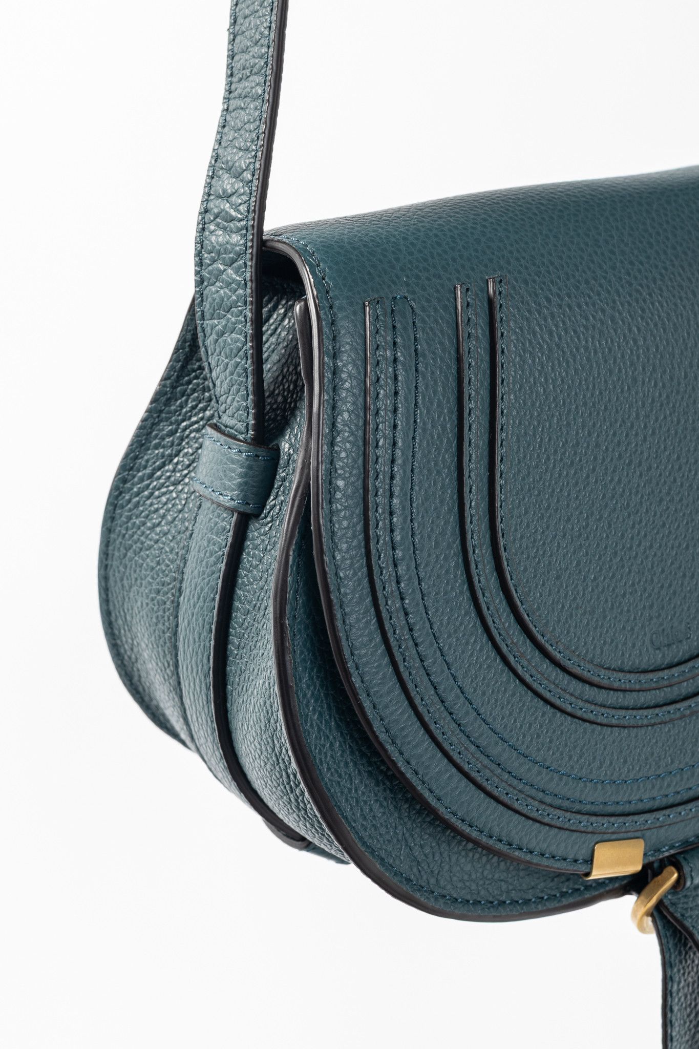 Chloe Chloe Marcie Small Steel Blue Grained Leather Crossbody Size ONE SIZE - 8 Thumbnail