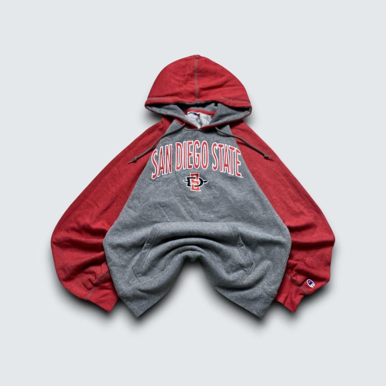 Vintage 00s Champion San Diego State Hoodie Grey/Red XL Size US XL / EU 56 / 4 - 1 Thumbnail