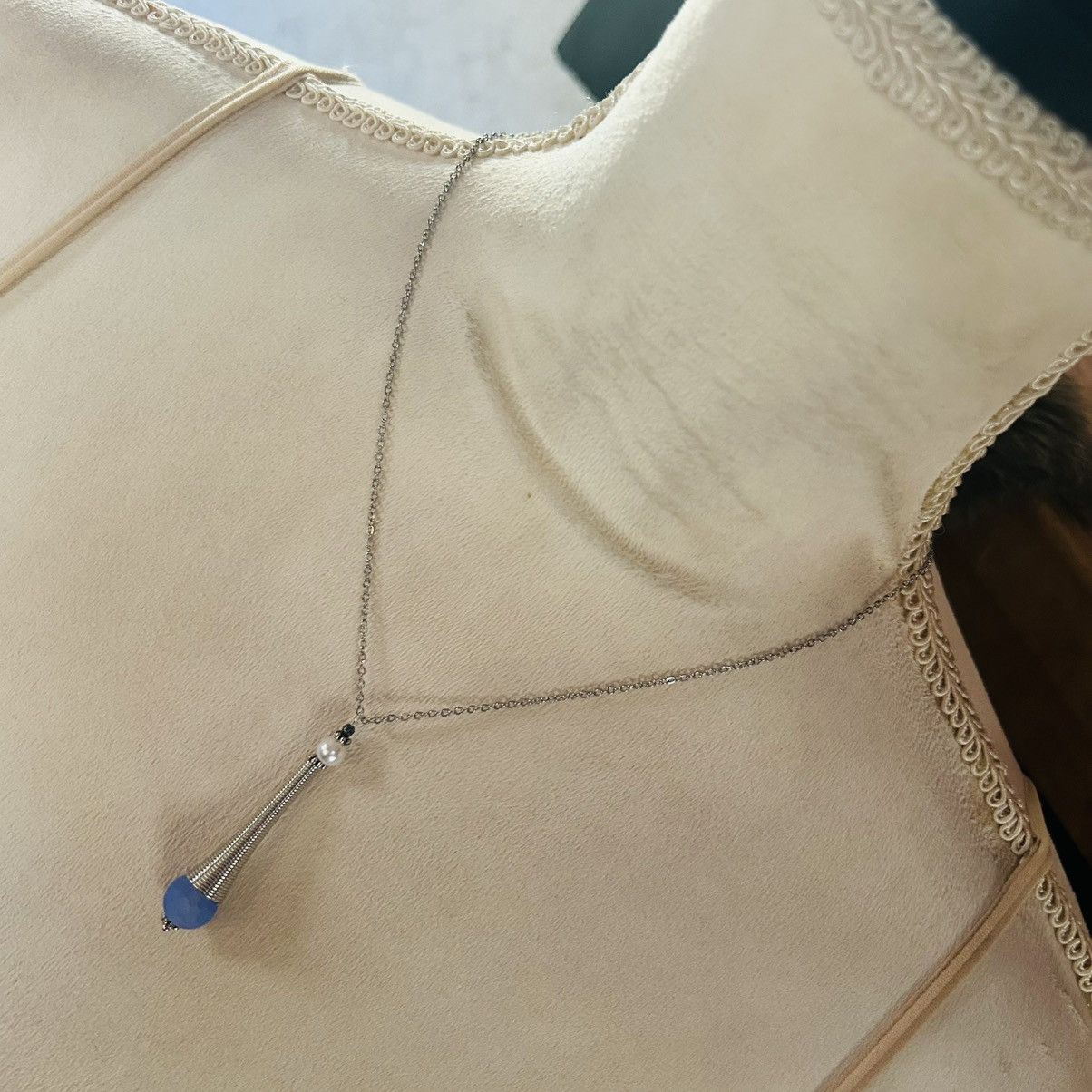 Handmade Handcrafted periwinkle crackle glass silver coil set Size ONE SIZE - 3 Thumbnail