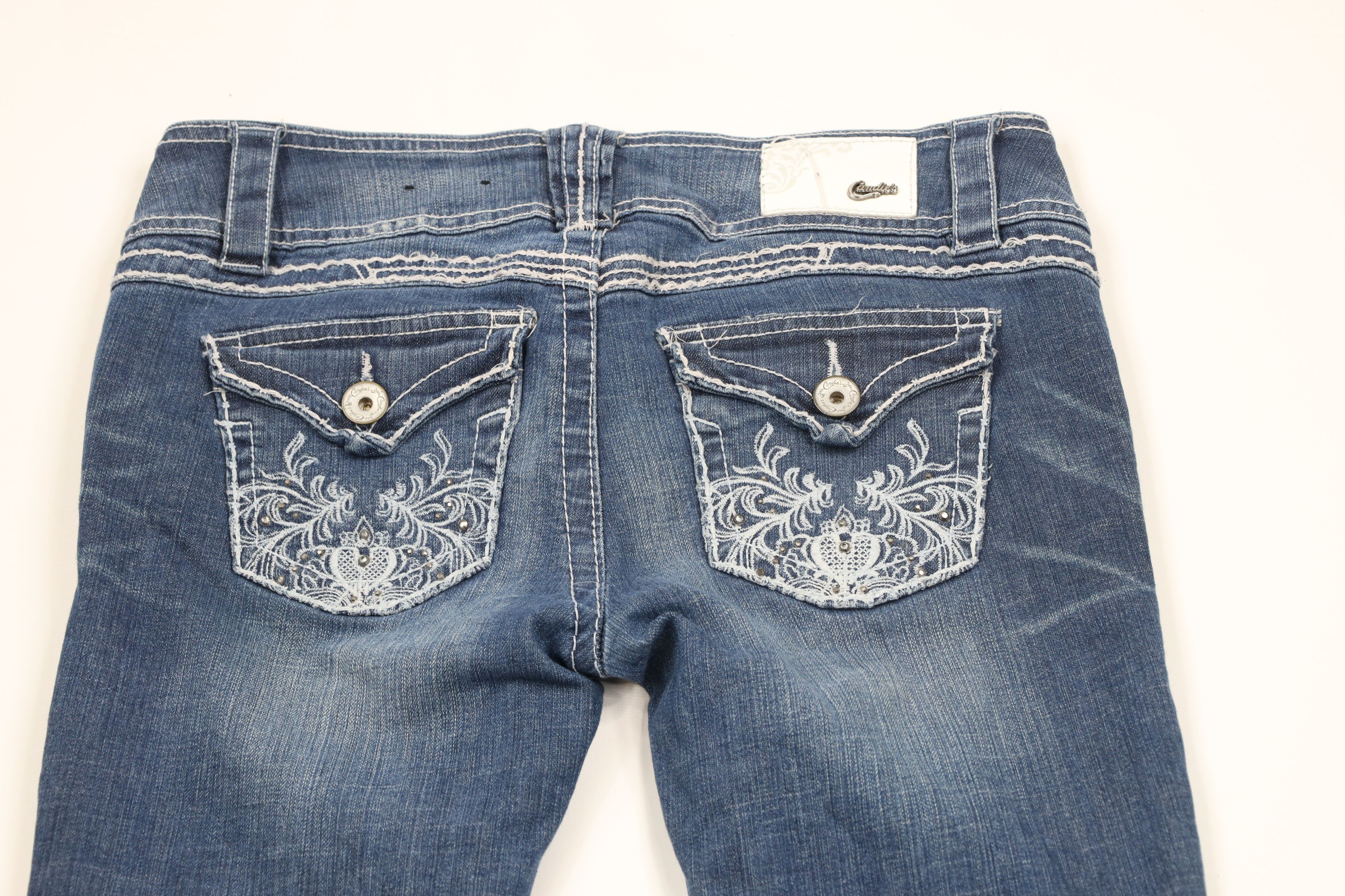 Vintage Vintage 90s Y2K Candies Thick Stitch Wide Leg Flared Jeans Size 27" / US 4 / IT 40 - 9 Thumbnail