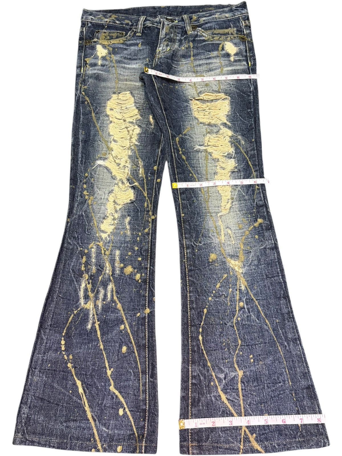 If Six Was Nine Vintage Japanese Brand Distress Low Rise Flare Jeans Size 30" / US 8 / IT 44 - 8 Thumbnail