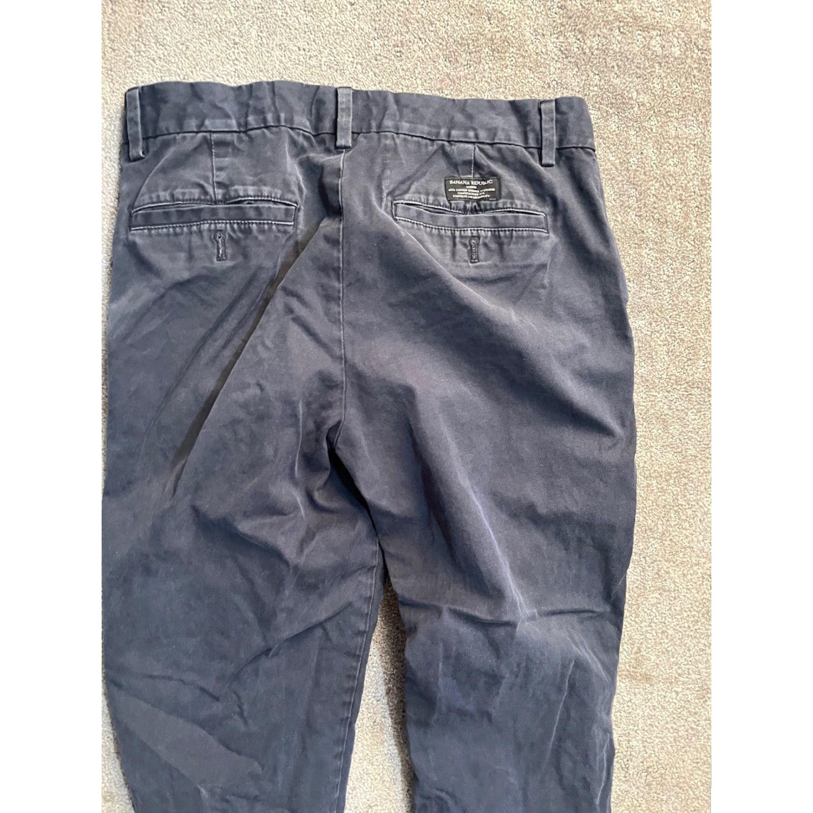 Banana Republic BANANA REPUBLIC Aiden Chino Pants Blue Solid Mens 31x32 Cotton Blend Distressed Casual Straight Front Zip Ordinary? Size US 31 - 2 Thumbnail