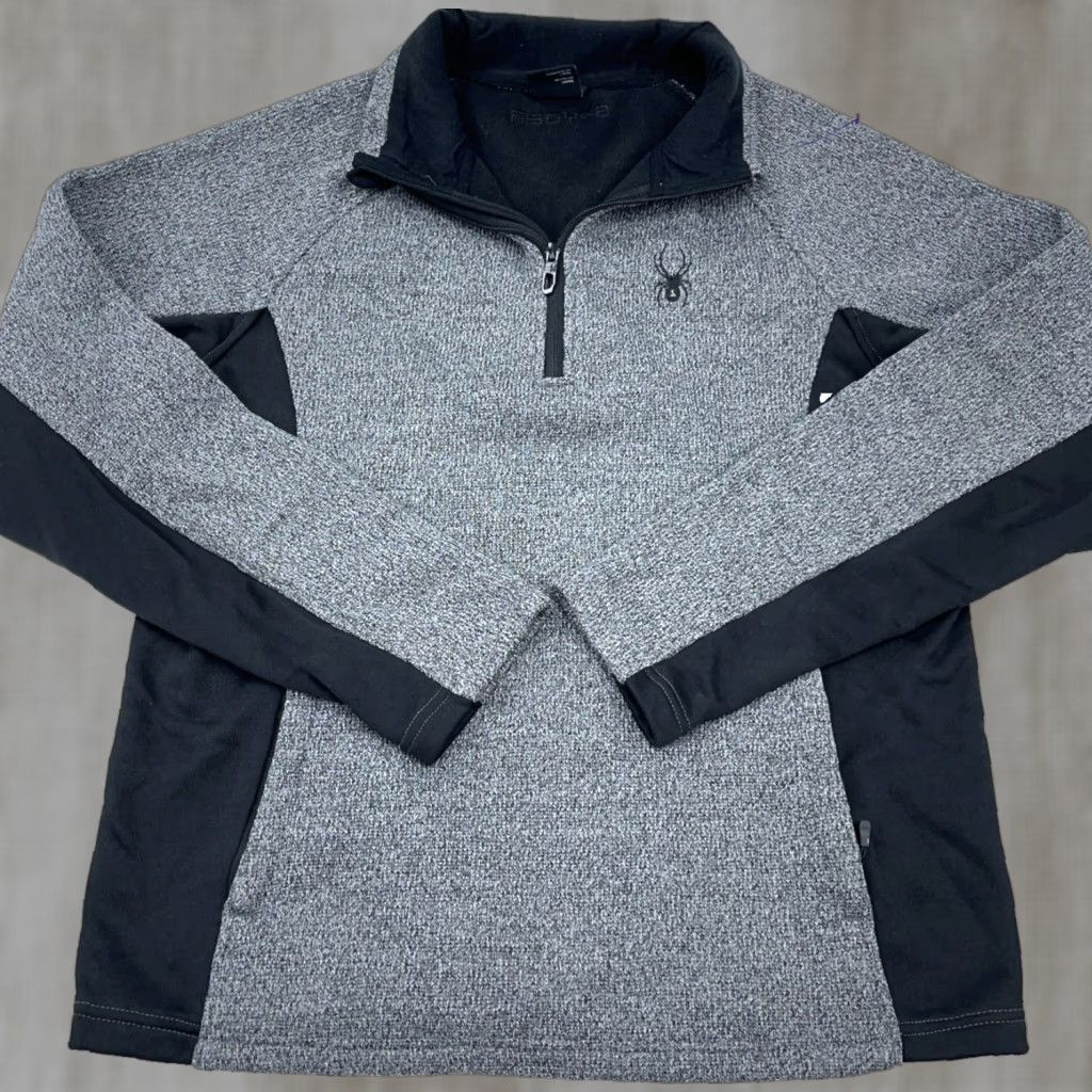 Spyder Spyder Jacket Men M Gray Black Pullover Thermal Waffle Knit A08 Zip Stand-Up 1/4 Zip All Seasons Pockets Logo Outdoor Ski Womens? Size US M / EU 48-50 / 2 - 1 Thumbnail