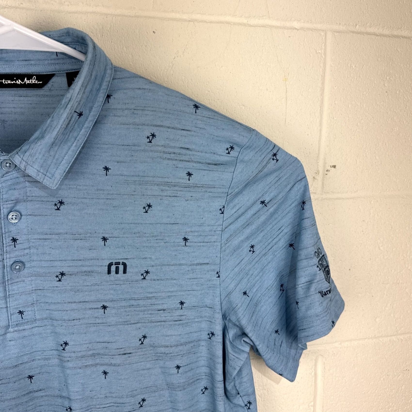 TravisMathew Travis Mathew Golf Polo Shirt Men's XL Palm Tree Blue Pima Cotton Blend Size US XL / EU 56 / 4 - 5 Thumbnail
