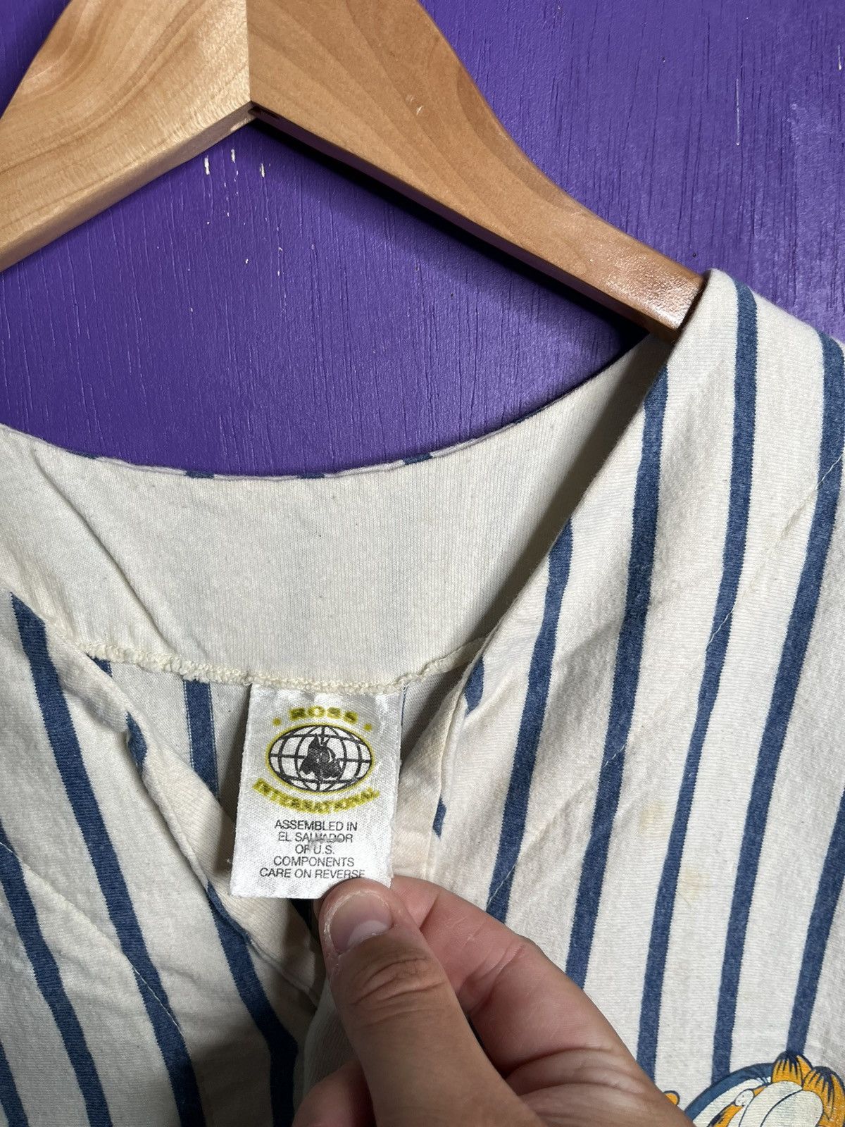 Vintage Vintage 90s Garfield striped baseball jersey Size US XL / EU 56 / 4 - 4 Thumbnail