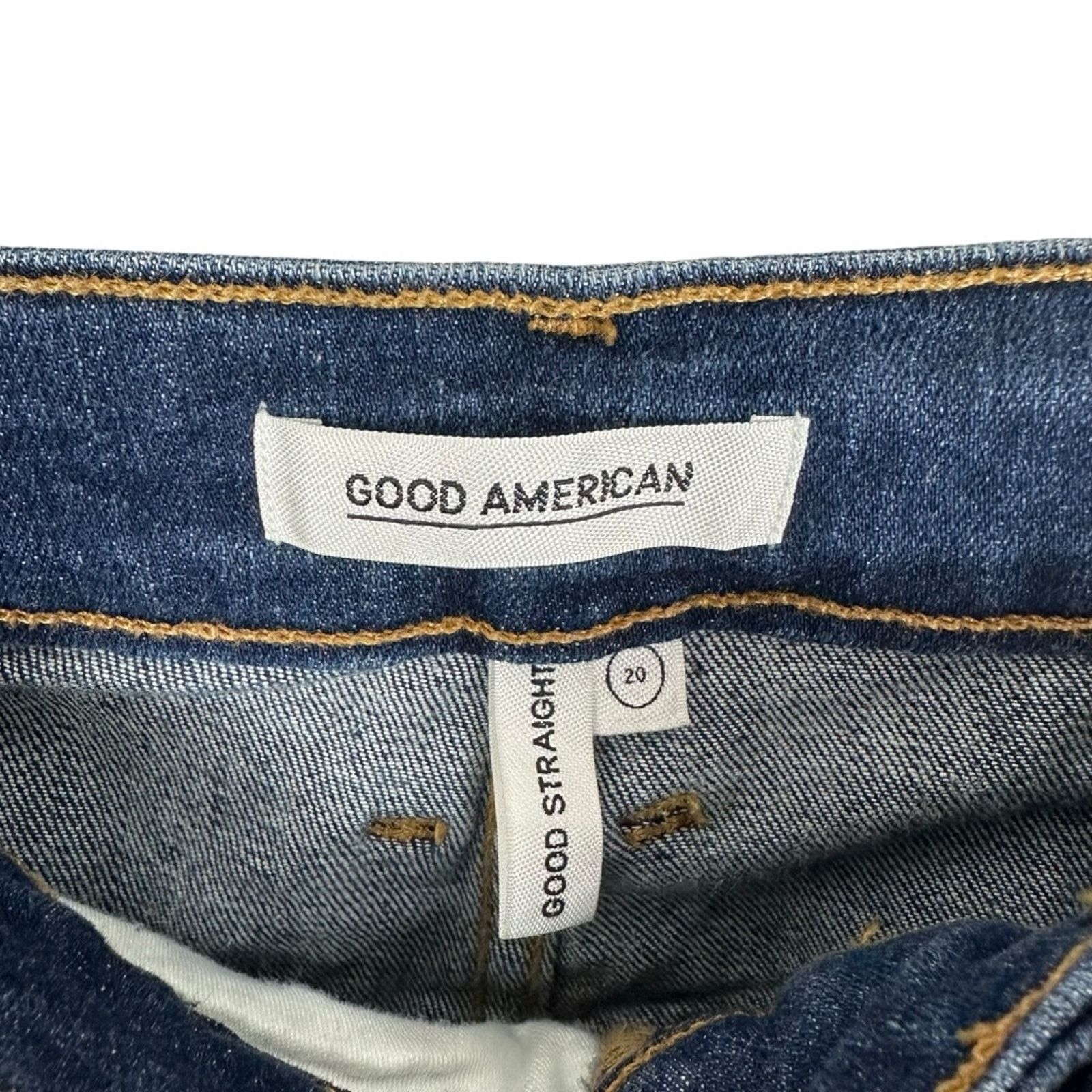 Good American Good American Straight Jeans Side Stripe Dark Blue Size 20 Size 42" / US 20 - 2 Thumbnail