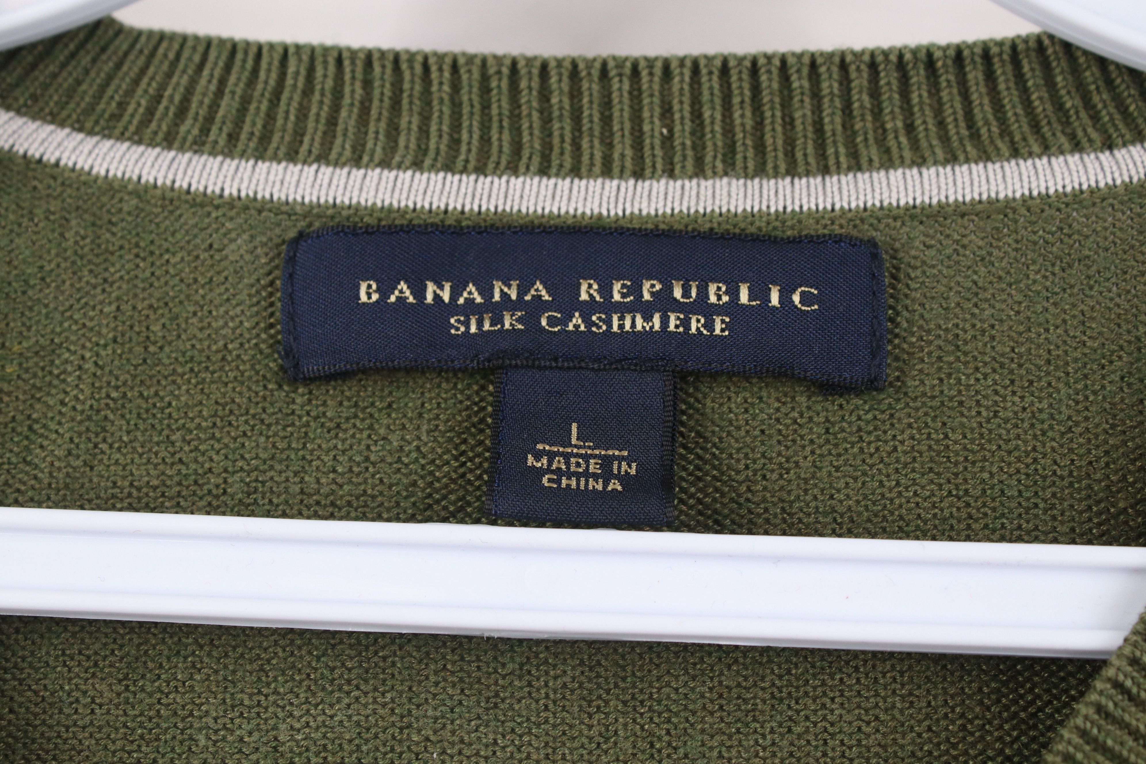 Banana Republic Banana Republic Silk Cashmere Knit V-Neck Sweater Green Size US L / EU 52-54 / 3 - 8 Thumbnail