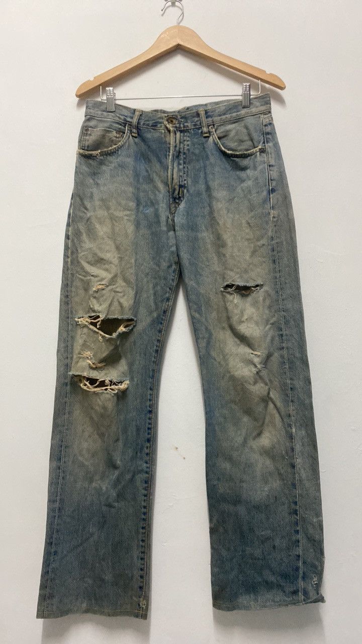 Japanese Brand × Vintage EDWIN DISTRESSED BLUE DENIM PANT Size US 30 / EU 46 - 1 Thumbnail