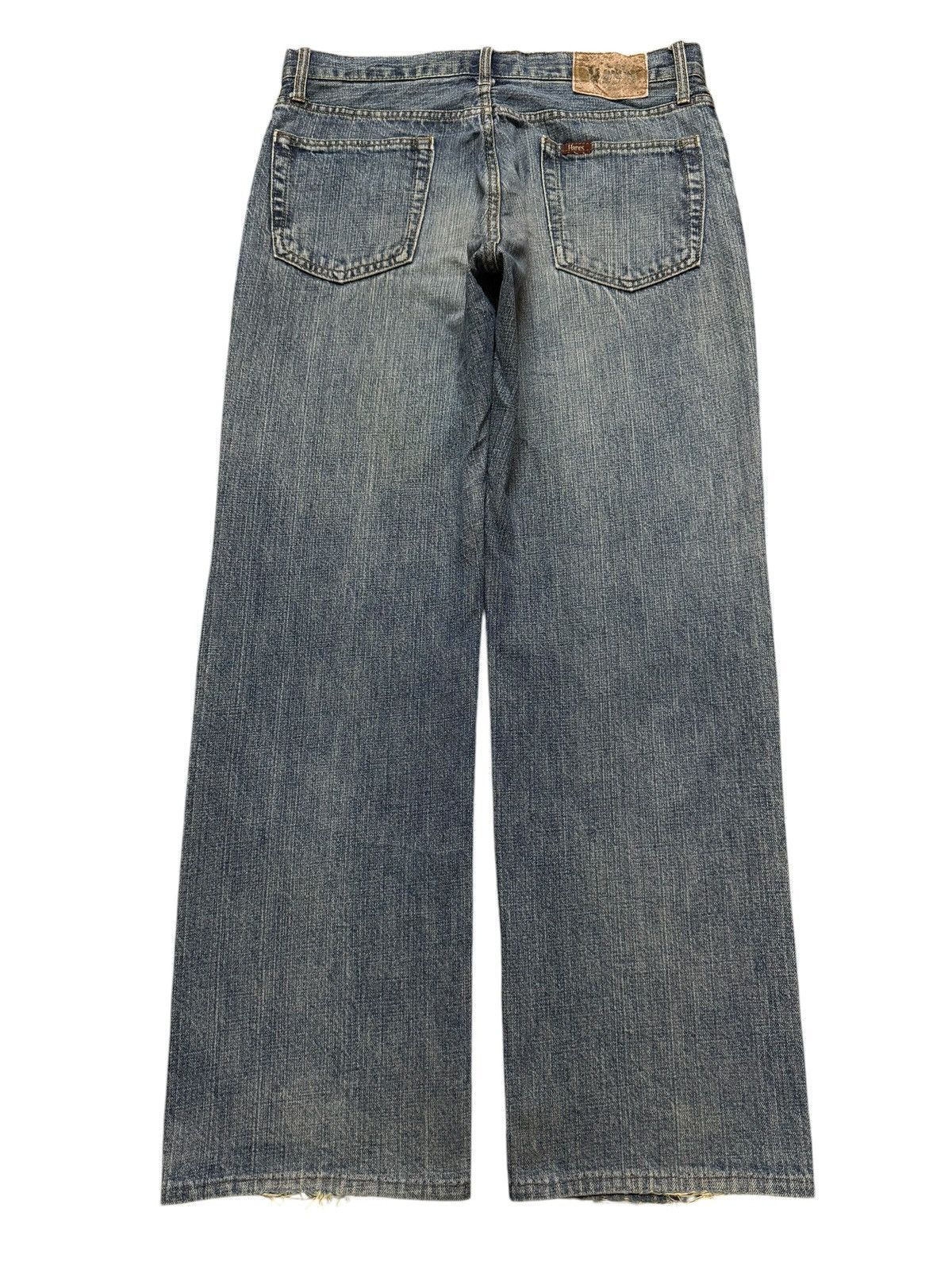 Hanes Vintage 90s Hanes Blue Faded Wash Distressed Wide Leg Baggy Size US 32 / EU 48 - 2 Thumbnail