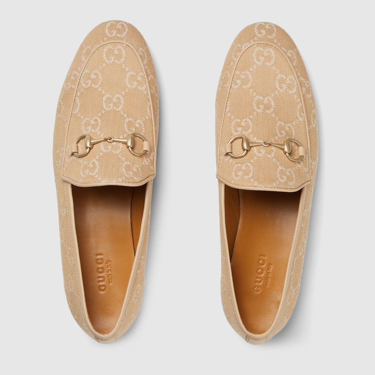 Gucci o1s1wg110125 Jordaan GG Denim Loafers in White/Beige Size US 5 / IT 35 - 5 Thumbnail