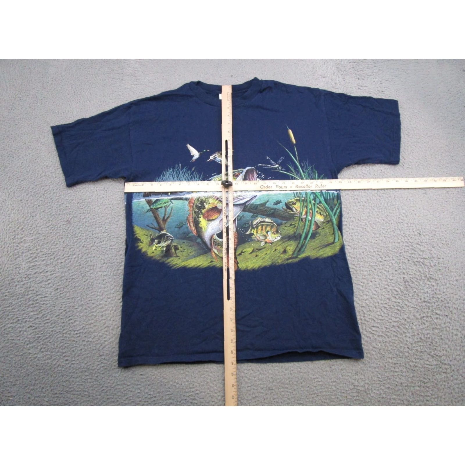 Vintage VTG H.L. Miller Mens Fishing Bass Graphic USA Made T-Shirt Size L Blue Cotton Knit Short Sleeve Crew Neck Vintage Mens Shirts 90s USA Fish Outdoor Size US L / EU 52-54 / 3 - 4 Thumbnail