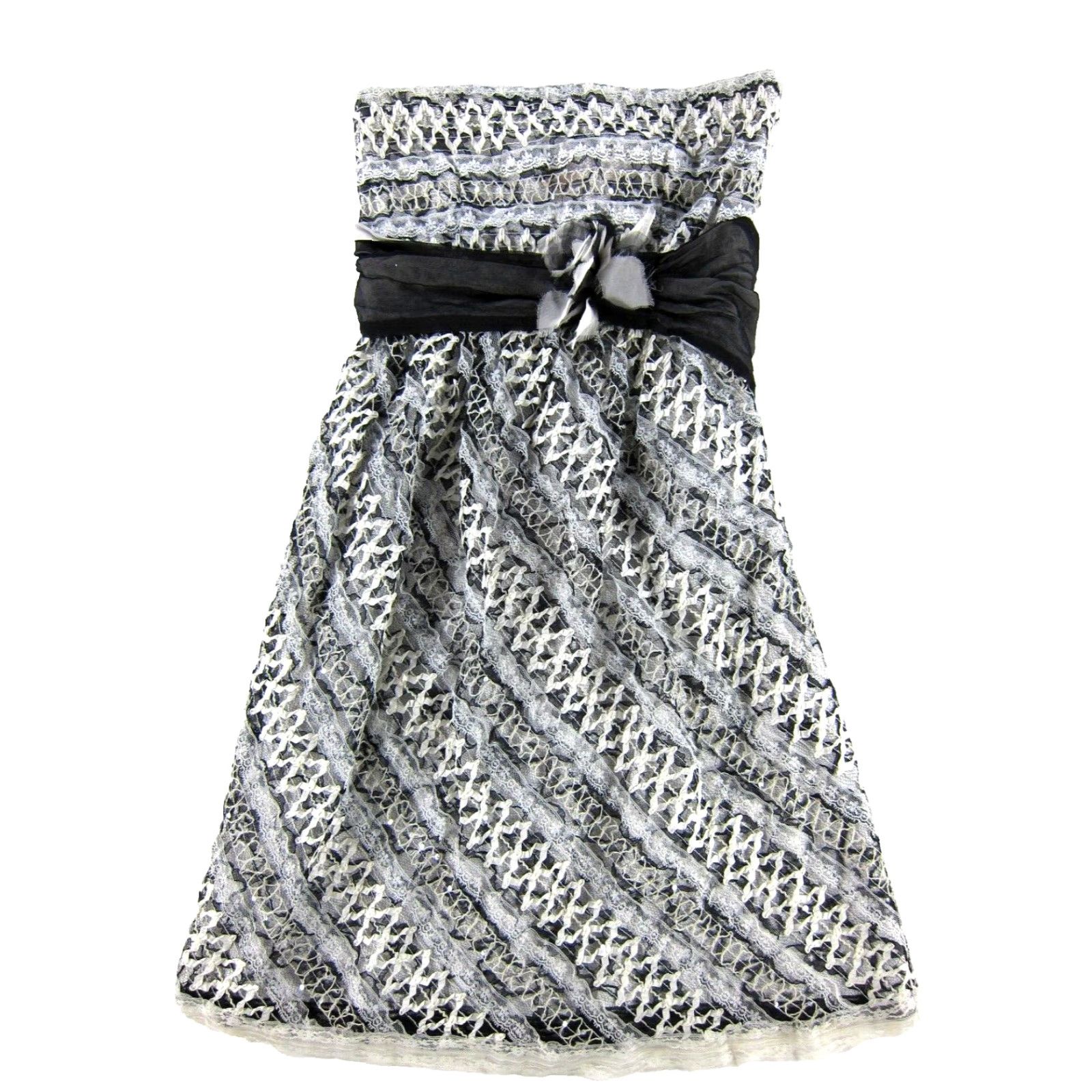 Vintage NWT Cynthia Steffe Black Ivory Lace Strapless Sheath Party Formal Prom Dress 6 Size M / US 6-8 / IT 42-44 - 2 Thumbnail