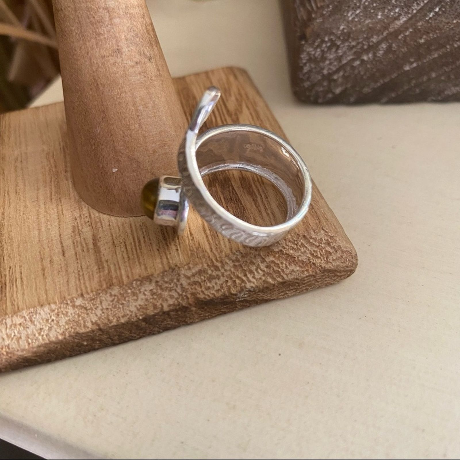 The Unbranded Brand Tiger Eye Sterling Silver Adjustable Wrap Ring Size ONE SIZE - 5 Thumbnail