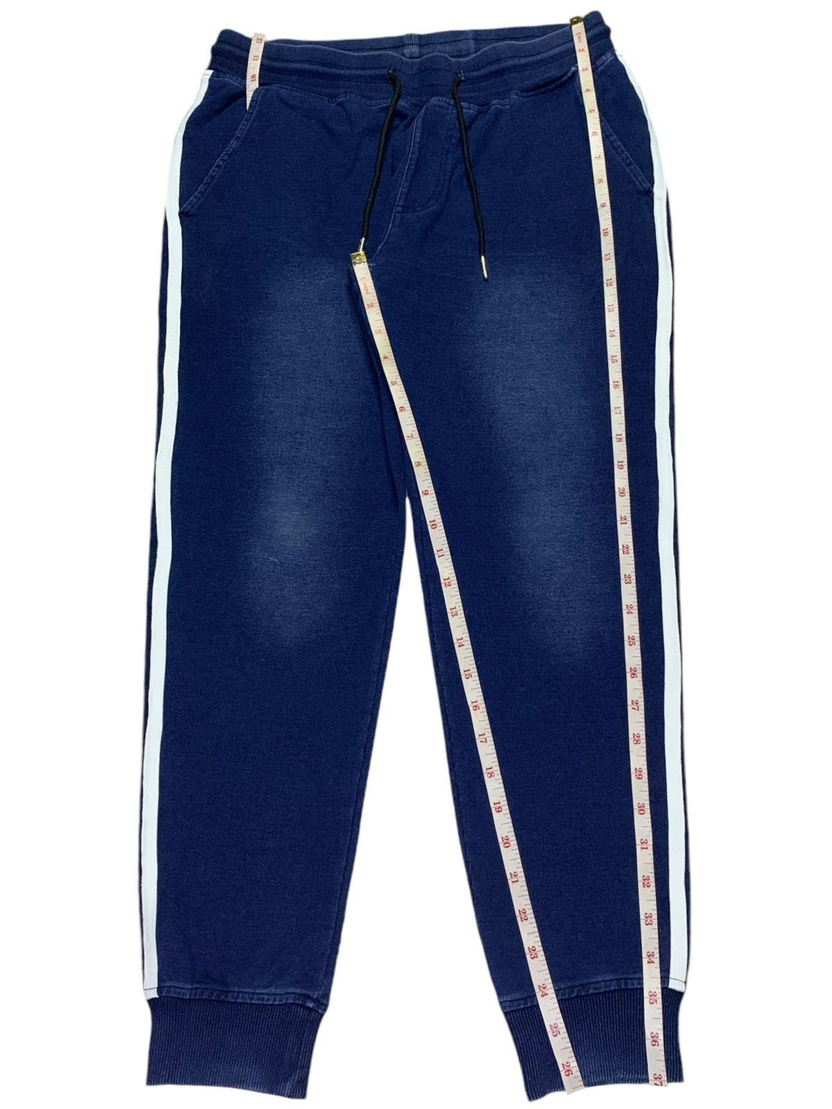 In The Attic × Japanese Brand Vintage Japanese In The Attic Blue Wash Stripes Sweat Pants Size US 31 - 11 Thumbnail