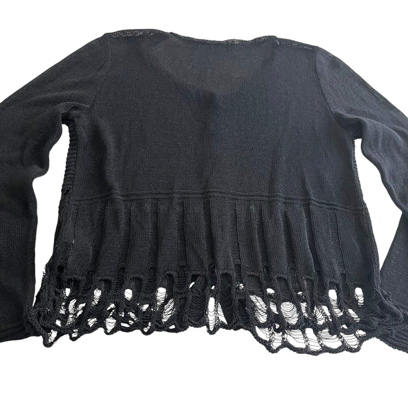 Other Aldomartins Black Semi Sheer Lace Knit Long Sleeve Cardigan Size XL / US 12-14 / IT 48-50 - 10 Thumbnail