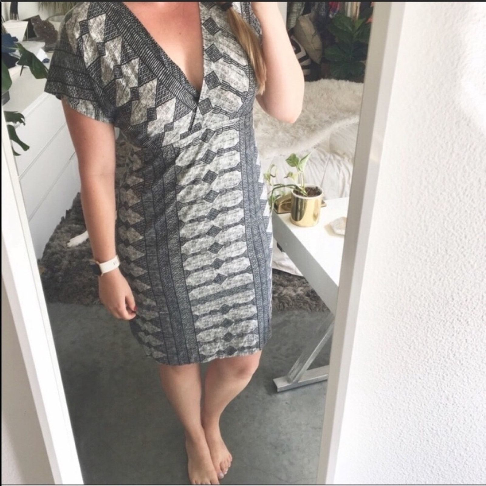 Anthropologie NEW ANTHROPOLOGIE Tracy Reese Tribal Grey Black White Dress Size M / US 6-8 / IT 42-44 - 4 Thumbnail